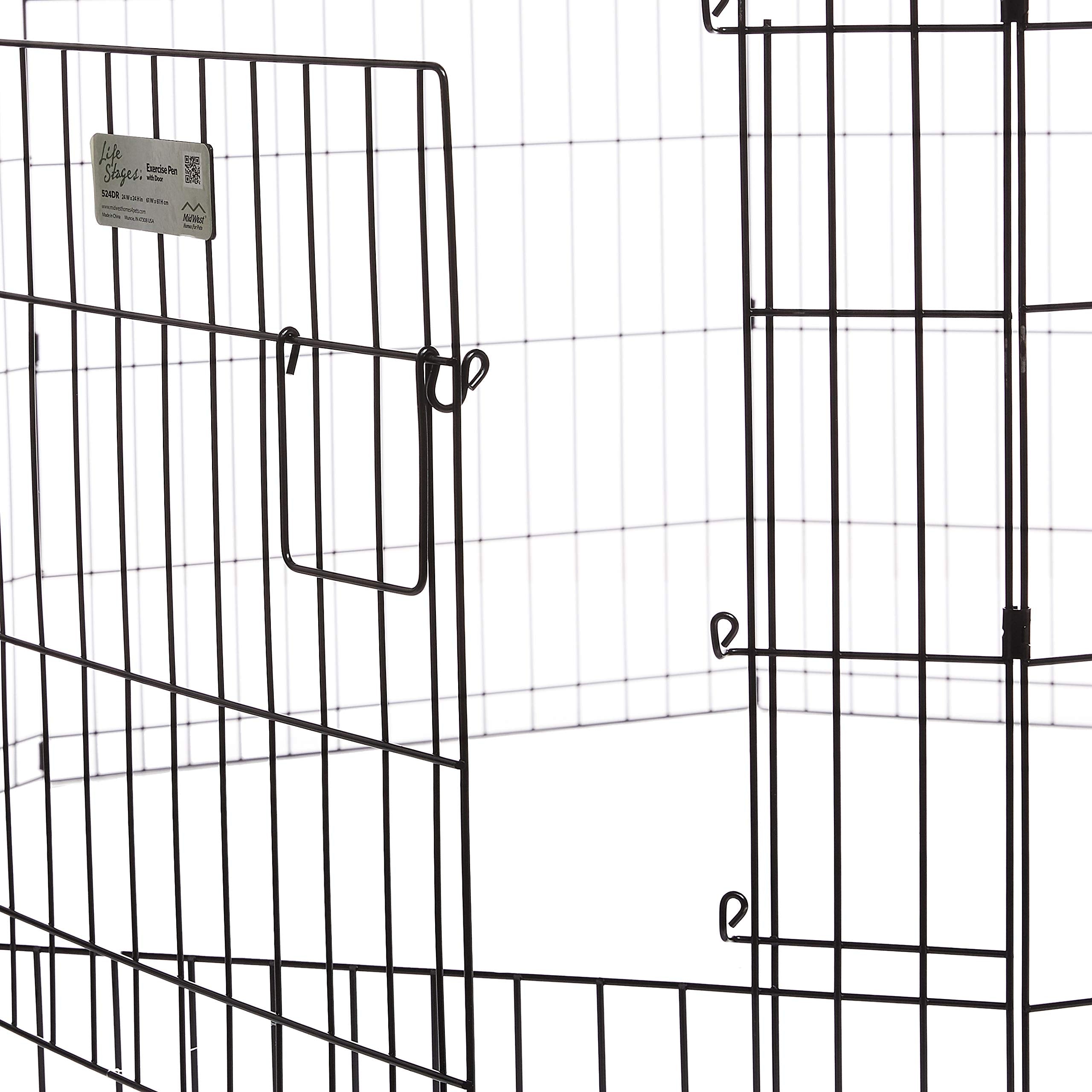 Midwest Contour Metal Exercise Pen for Dogs with Door - Black - 24" Height  