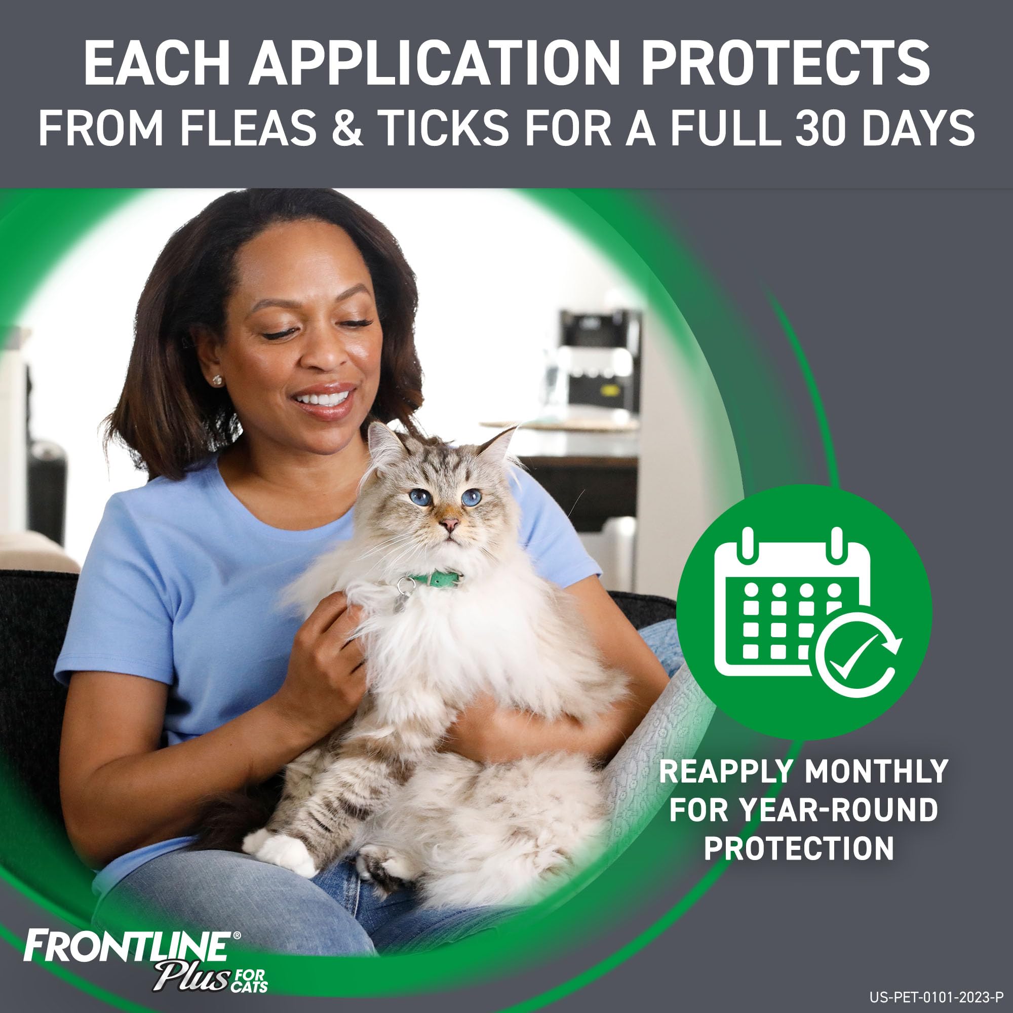 Frontline Plus Flea and Tick Treatment for Cats and Kittens - Green - 3 Pack  