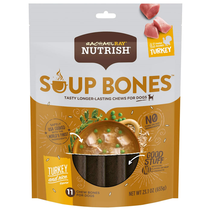 Rachael Ray Nutrish Soup Bones Turkey and Rice Hard Chews Dog Treats 6.3Z