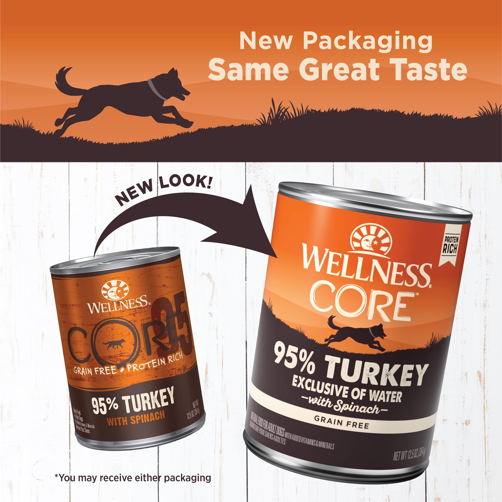 Wellness Core 95% Grain-Free High-Protein Turkey and Spinach Canned Dog Food - 12.5 Oz - Case of 12  