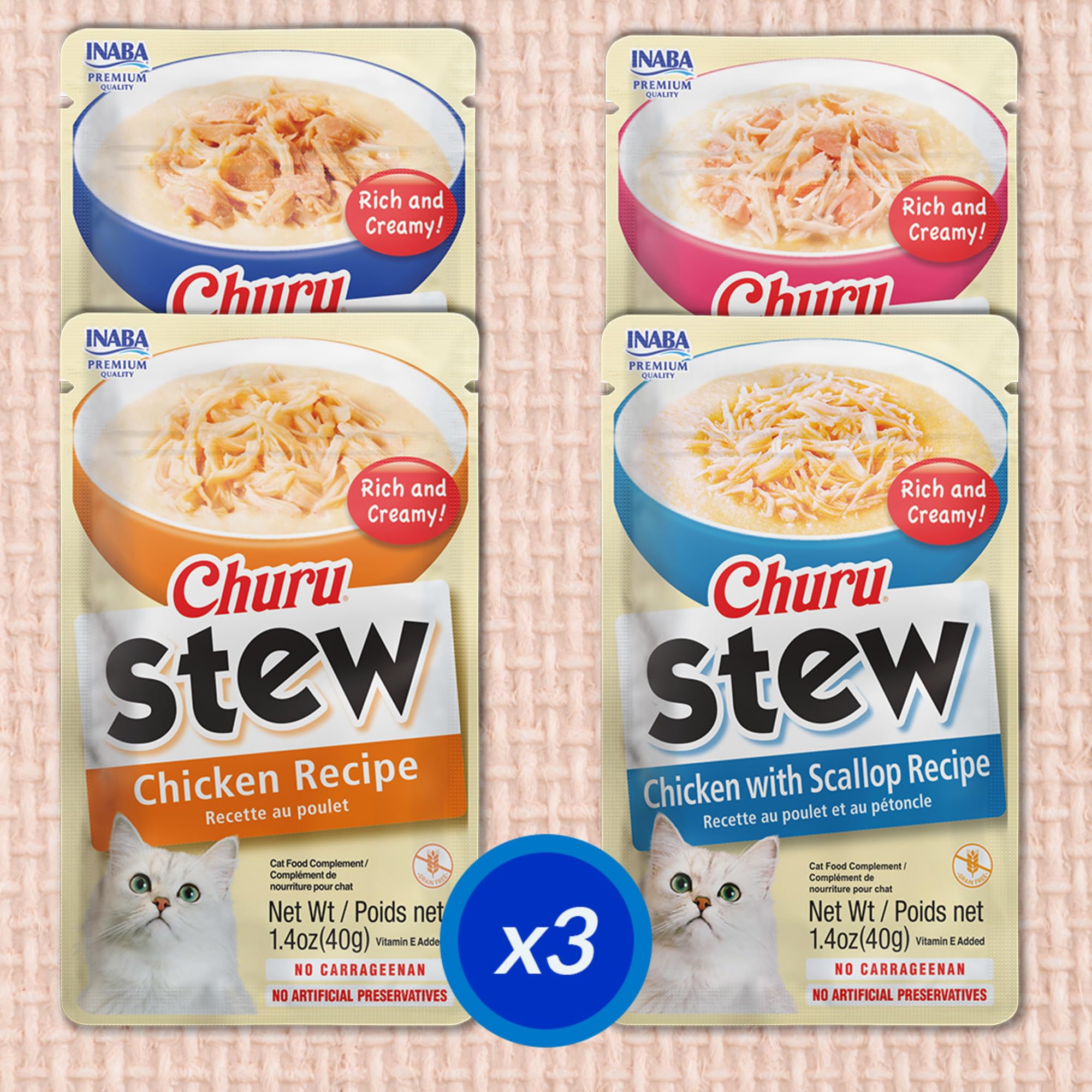 Inaba Churu Chicken Stew Rich and Creamy Wet Cat Food Trays - 1.4 Oz - Case of 6  