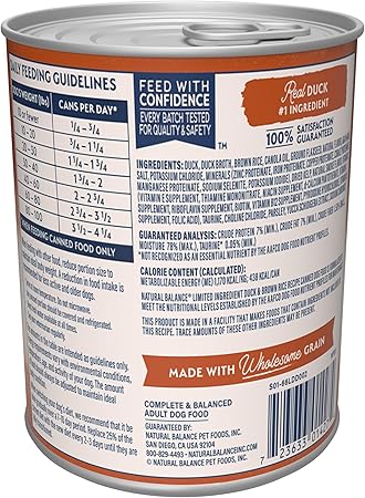 Natural Balance Limited Ingredient Diet Reserve Duck and Brown Rice Adult Canned Dog Food - 13 Oz - Case of 12