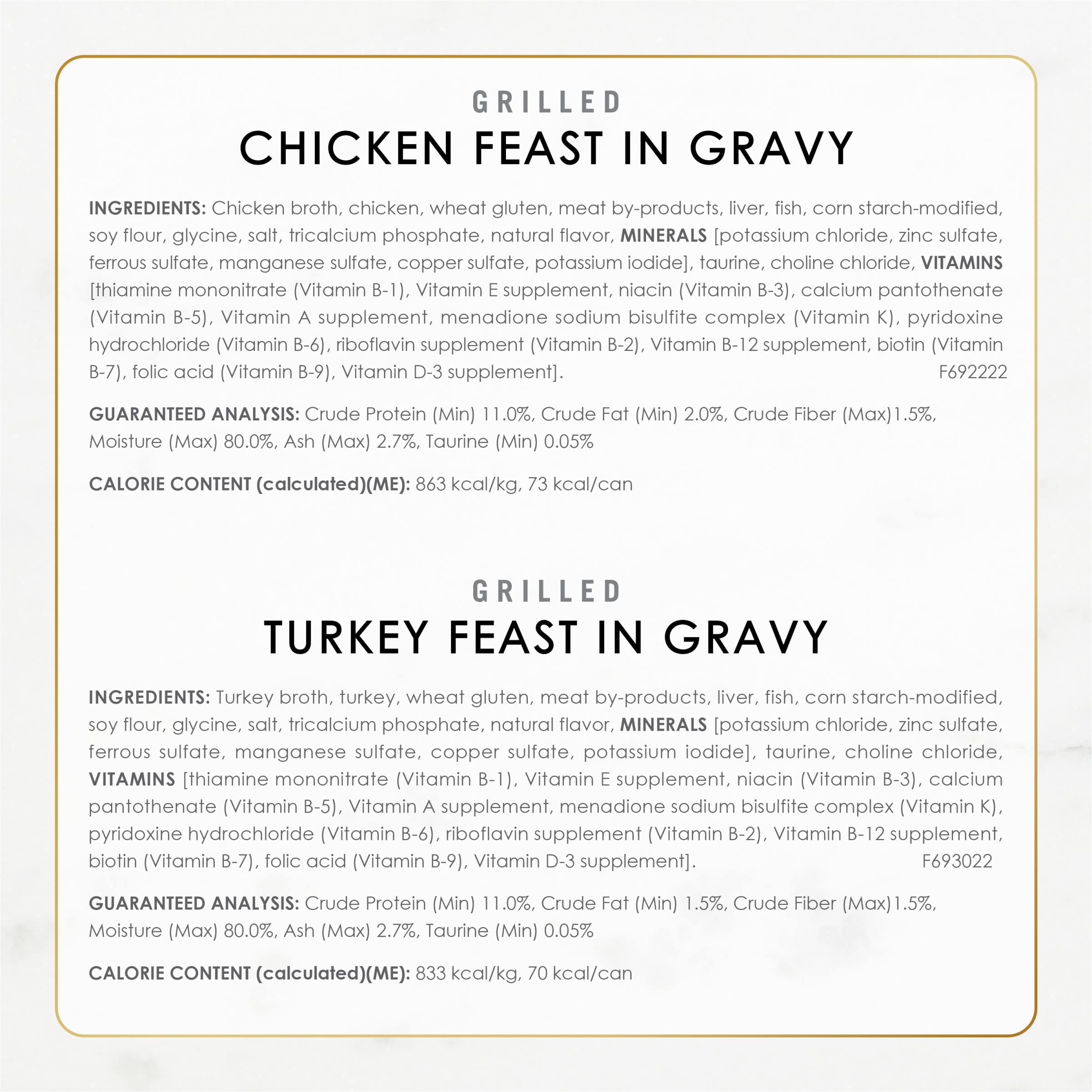 Purina Fancy Feast Grilled Collection Chicken Turkey and Beef in Gravy Canned Cat Food - Variety Pack - 3 Oz - Case of 30  