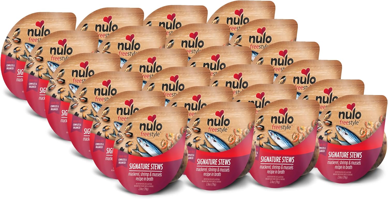Nulo Freestyle Grain-Free Signature Stews Mackerel Shrimp Mussels in Broth Wet Cat Food Trays - 2.8 Oz - Case of 24 Default Title