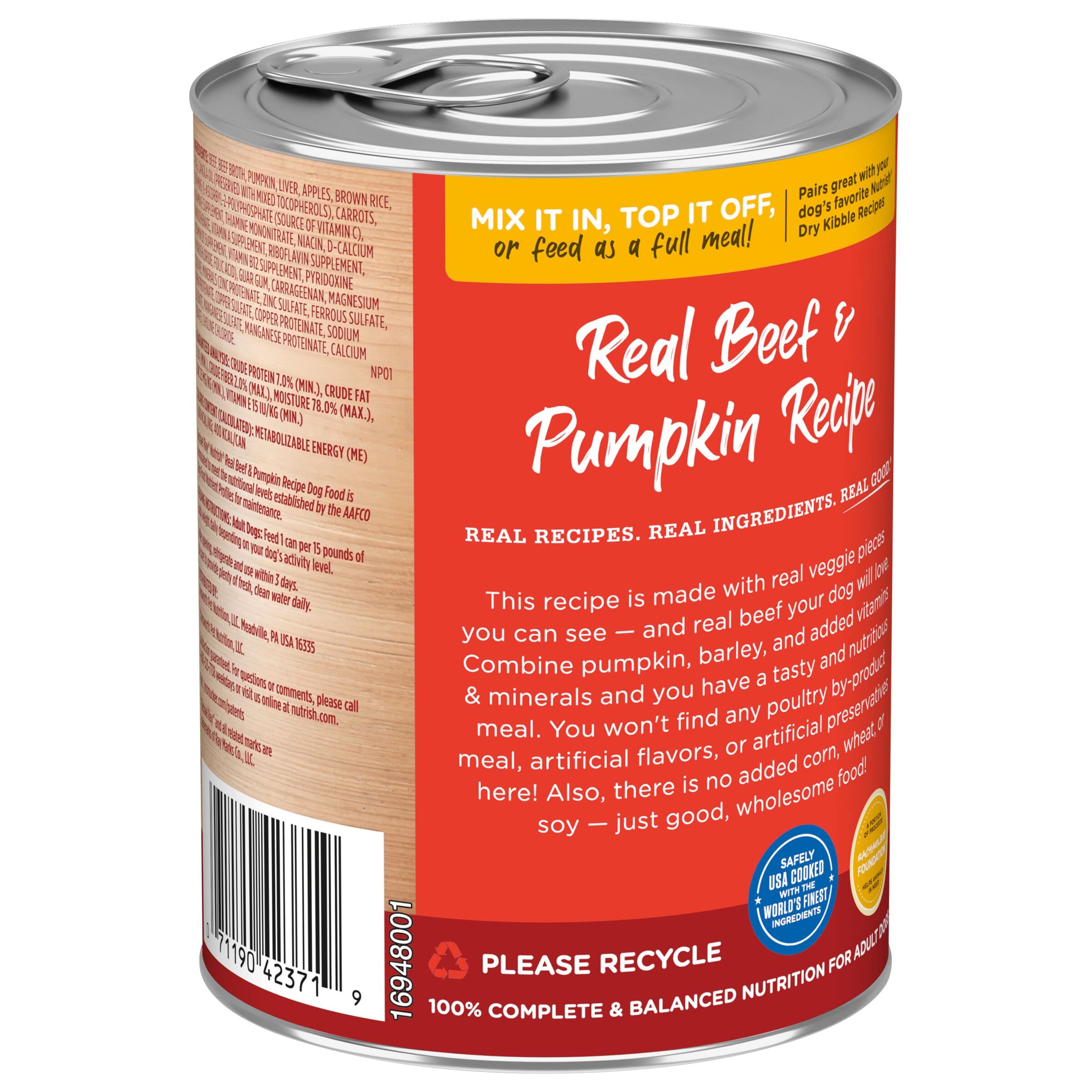 Rachael Ray Nutrish Beef and Pumpkin Recipe Canned Dog Food - 13 Oz - Case of 12  