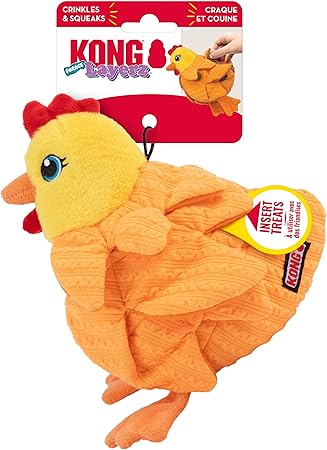 Kong Layerz Forage Hen Treat-Pocketed Snuffle Crackle and Squeak Plush Dog Toy - Medium Default Title