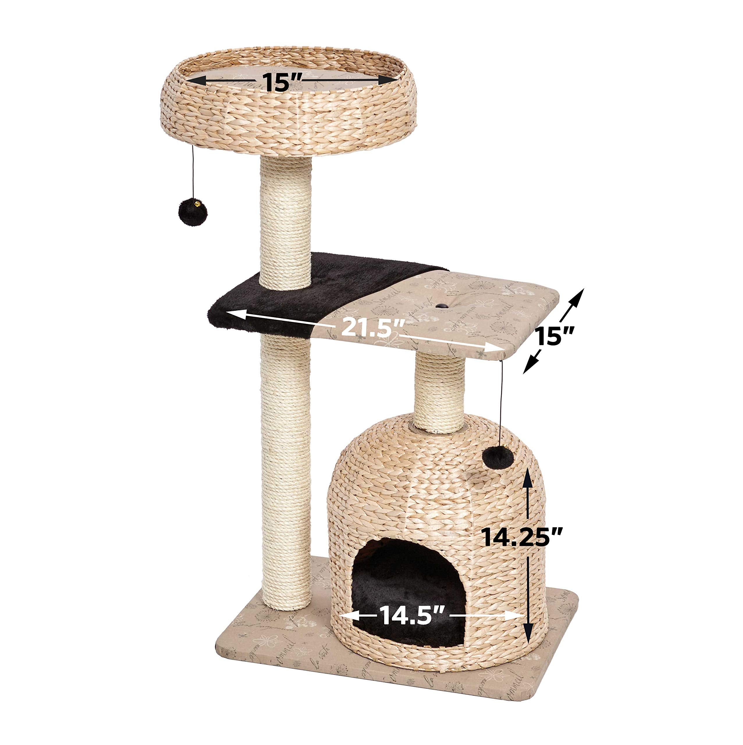 Midwest Nuvo Nest Fine N' Fun Wicker 3-Tier Cat Tree Furniture - Beige  