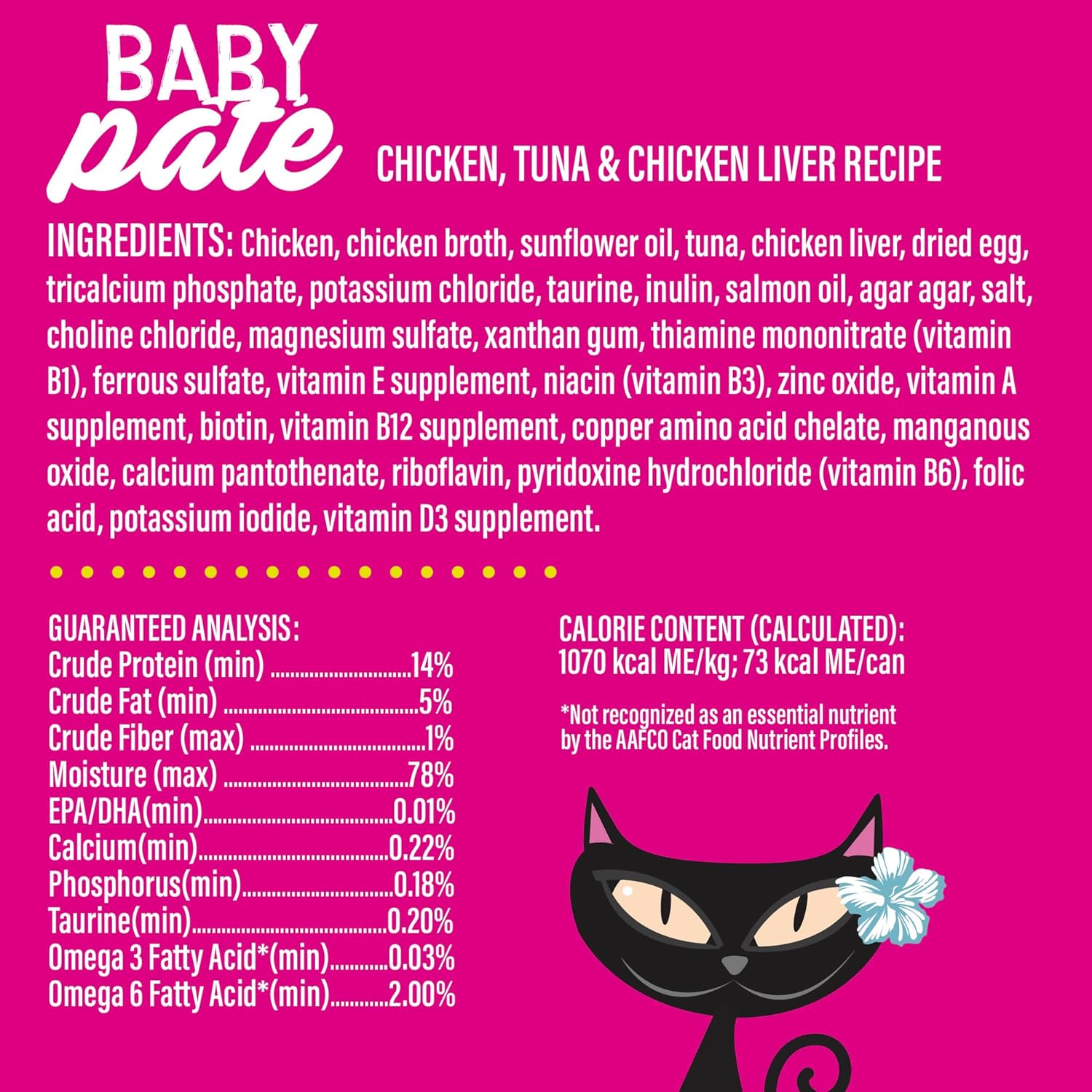 Tiki Cat Baby Pate Grain-Free Minced Chicken Tuna and Chicken Liver Kitten Canned Cat Food - 2.4 Oz - Case of 12