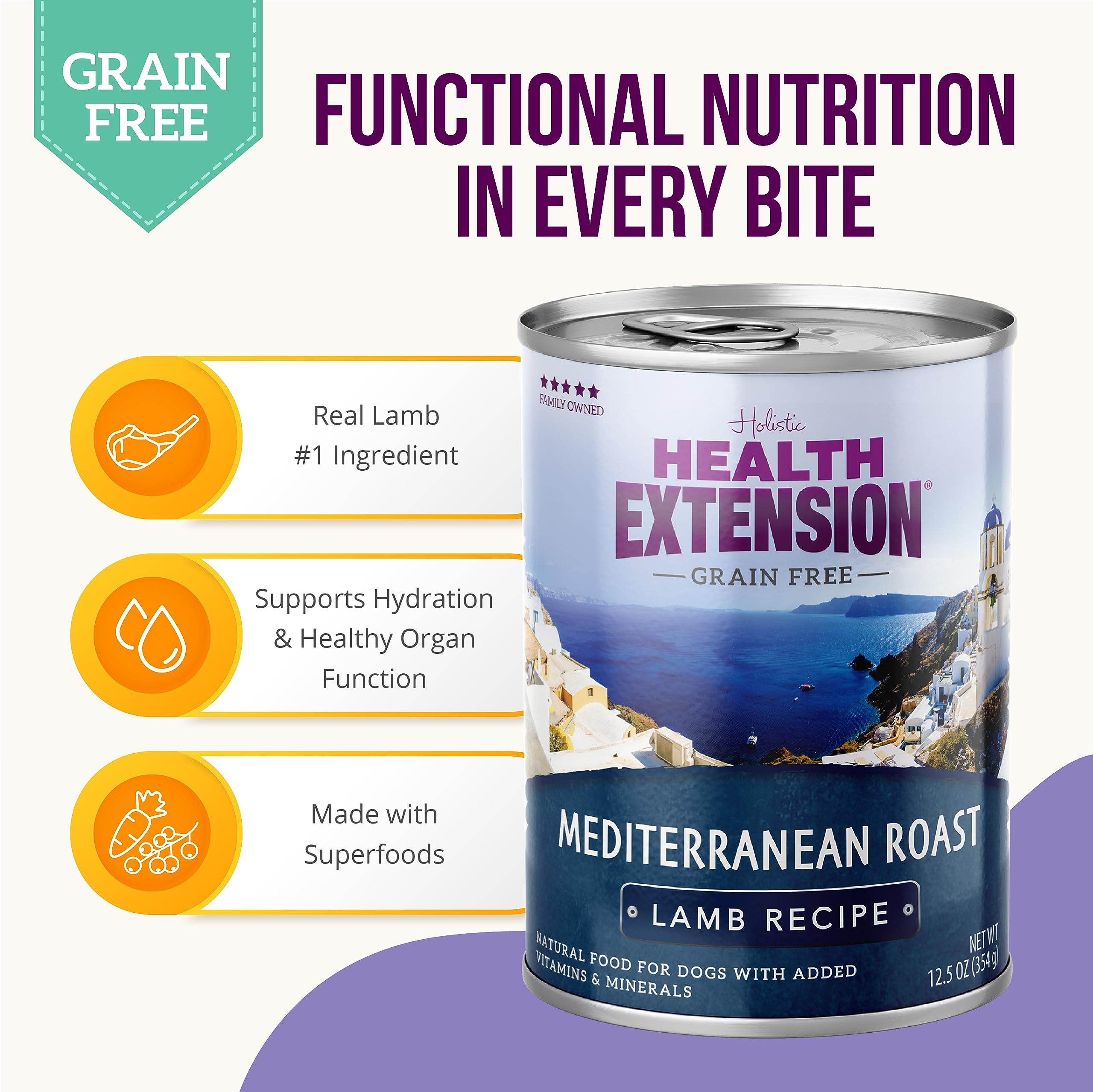 Health Extension Mediterranean Roast Lamb Recipe Canned Dog Food - 12.5 Oz - Case of 12  