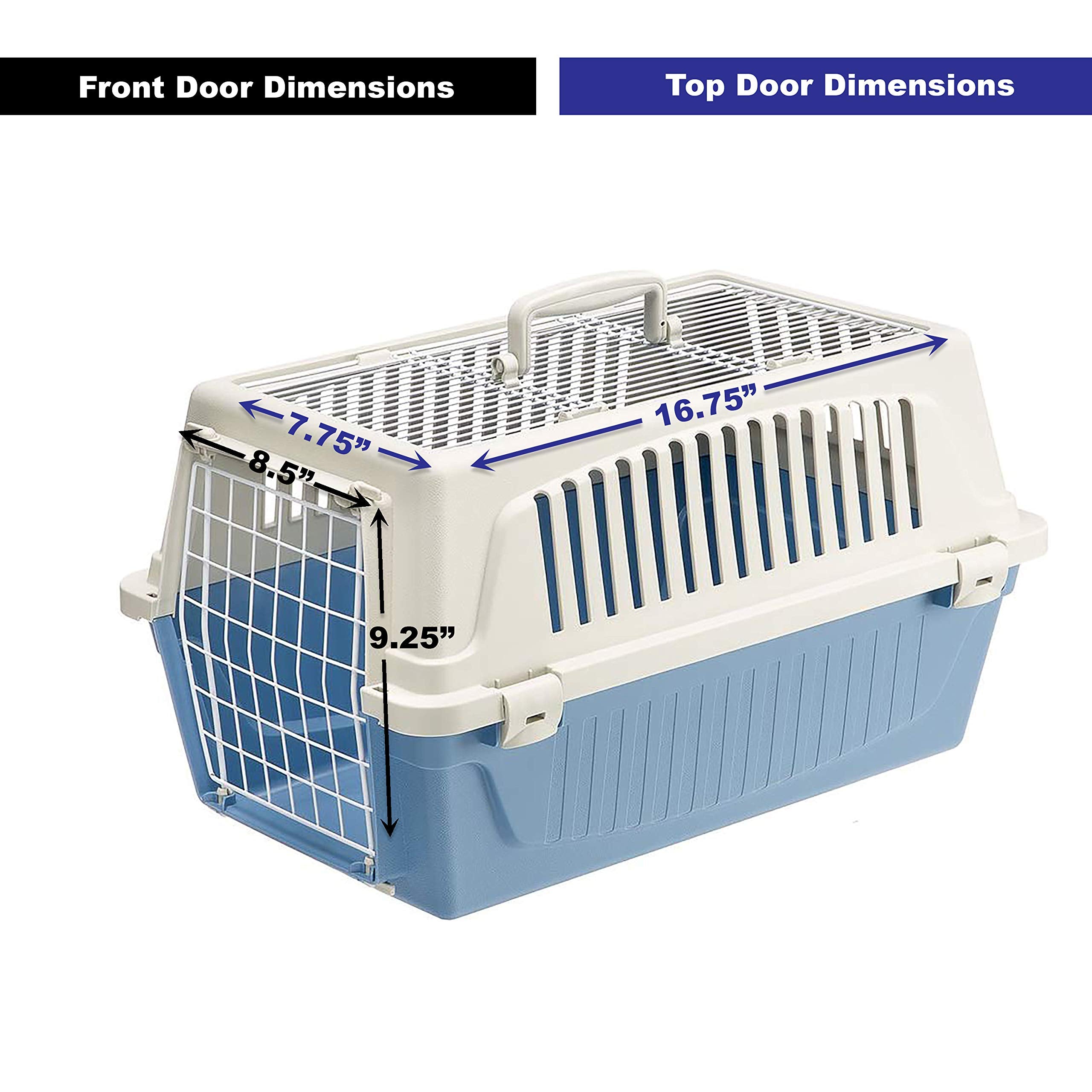 Ferplast Atlas Top Loading Door Travel Pet Kennel Carrier - Blue - 22" Inches  