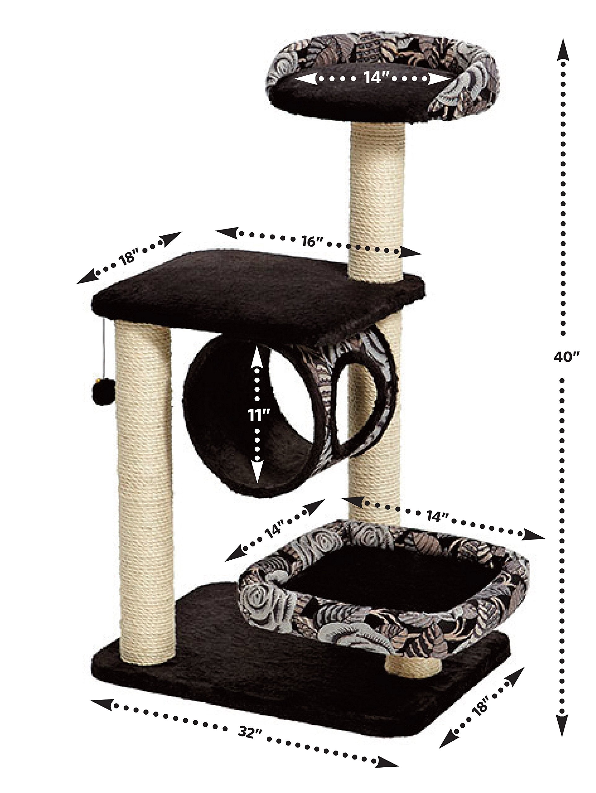 Midwest Nuvo Escapade Bed and Scratching Cat Furniture Tower - Black  