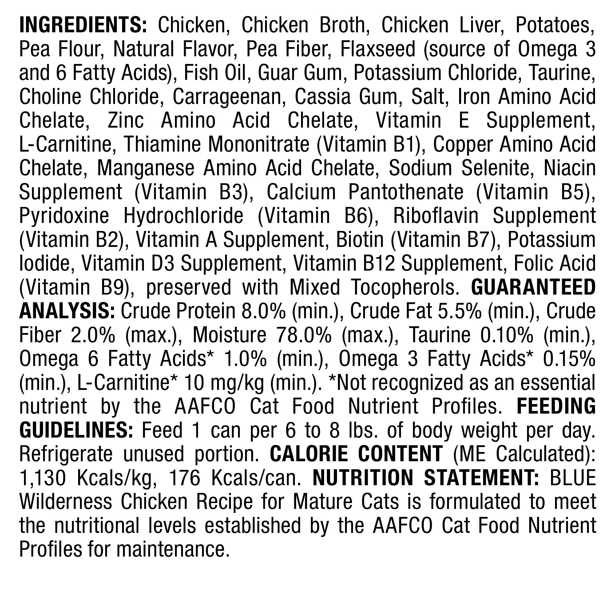 Blue Buffalo Wilderness Chicken Mature Adult Canned Cat Food - 5.5 Oz - Case of 24  