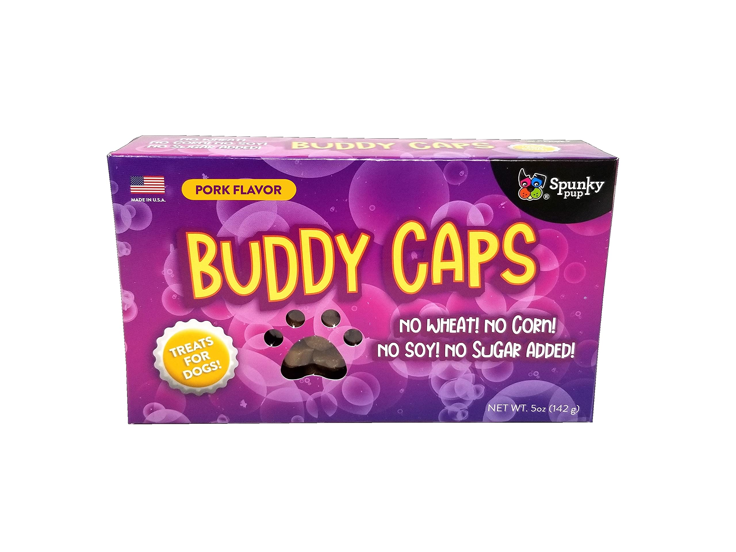 Spunky Pup Buddy Caps Pork Flavored Soft and Chewy Dog Treats - 5 Oz  