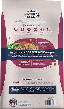 Natural Balance Original Ultra Fat Dogs Low-Calorie Chicken Salmon and Barley Adult Dry Dog Food