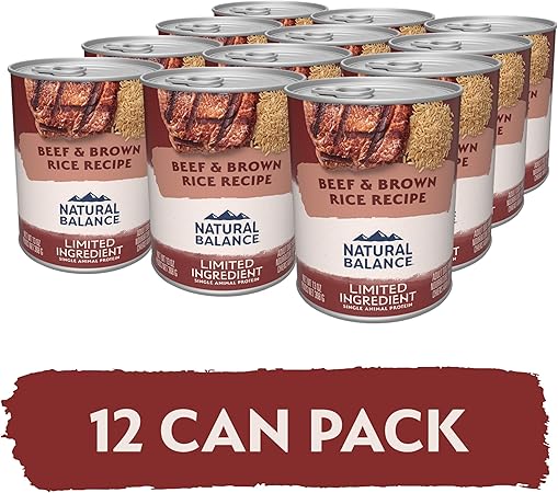 Natural Balance Limited Ingredient Diet Beef and Brown Rice Adult Canned Dog Food - 13 Oz - Case of 12