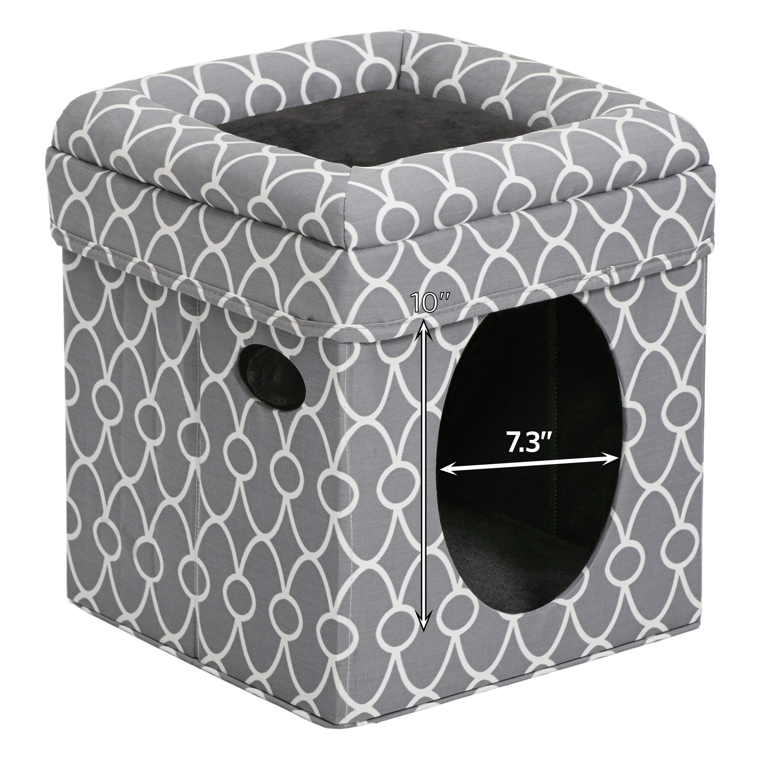 Midwest Curious Cat Cube Condo Furniture - Gray - 16.5" X 16.5" X 16.5" Inches  