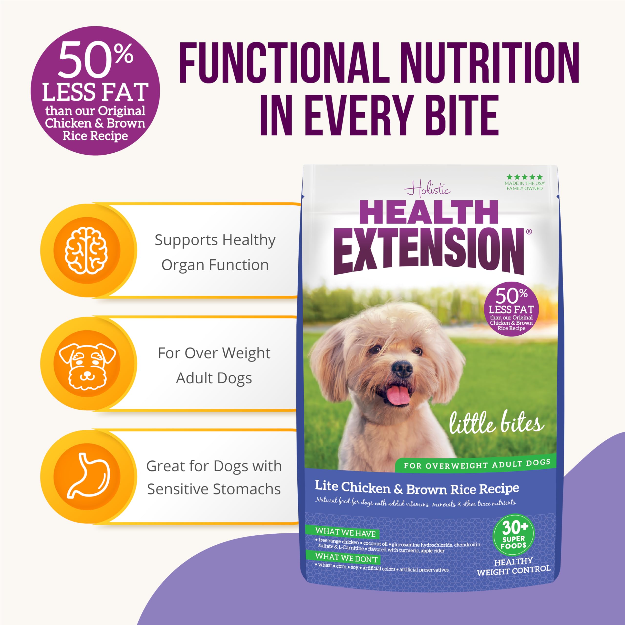 Health Extension Chicken and Brown Rice Weight Management Dry Dog Food - 4 Lbs  