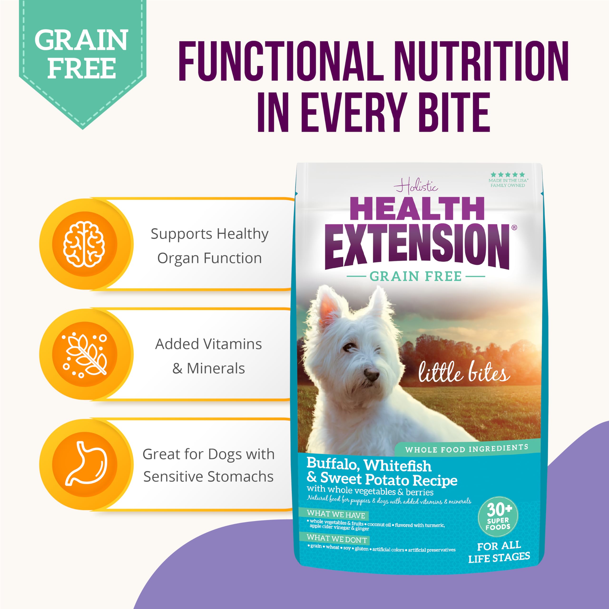 Health Extension Grain-Free Little Bites Buffalo and Whitefish Dry Dog Food- 10 Lbs  