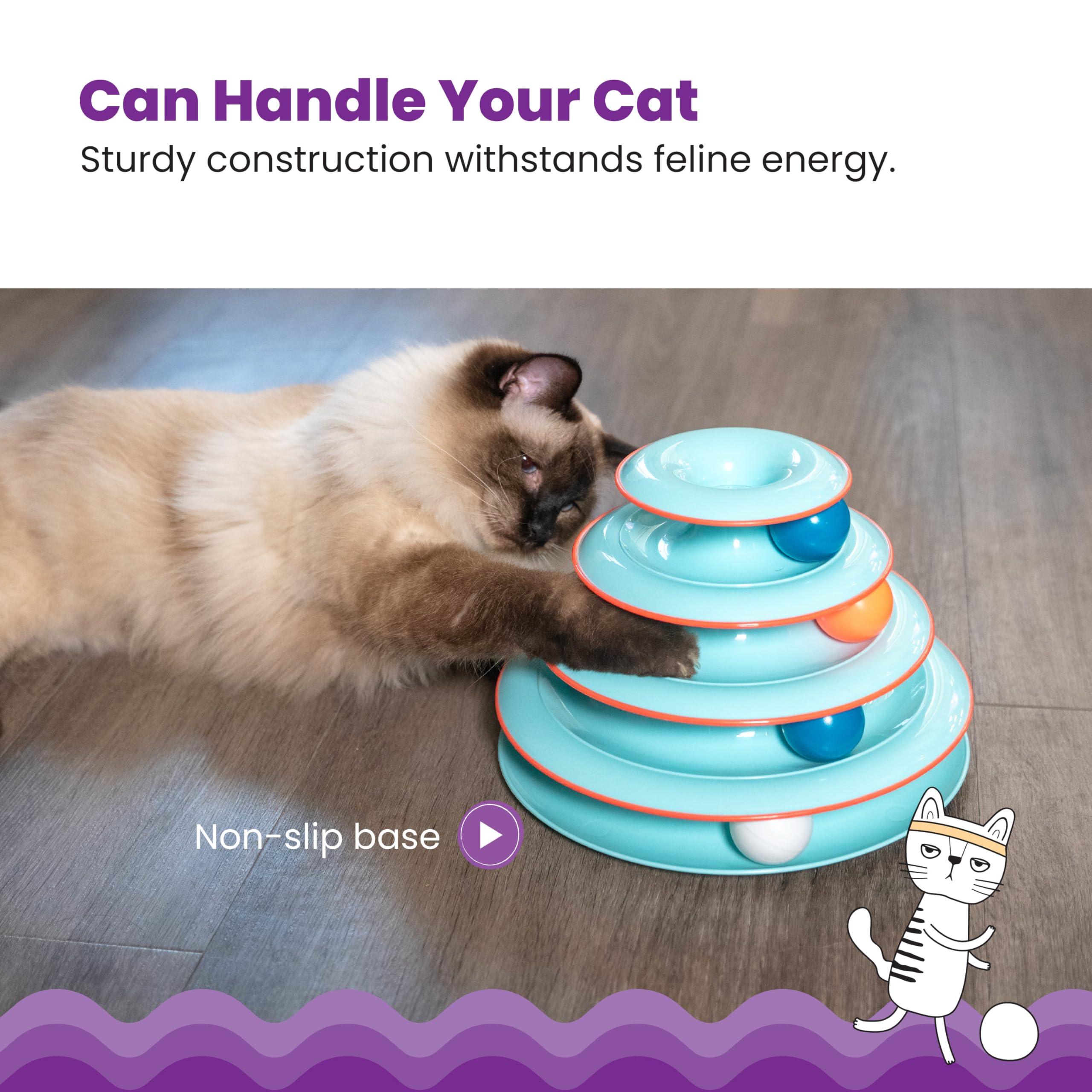 Petstages Tower of Tracks with Balls 3-Tiered Interactive Puzzle Cat Toy  