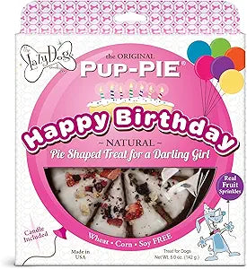 Lazy Dog Original Pup-Pie Happy Birthday Special Dog Pre-Sliced Baked Dog Biscuit Treats - Pink - 5 Oz