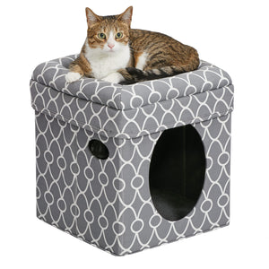 Midwest Curious Cat Cube Condo Furniture - Gray - 16.5" X 16.5" X 16.5" Inches