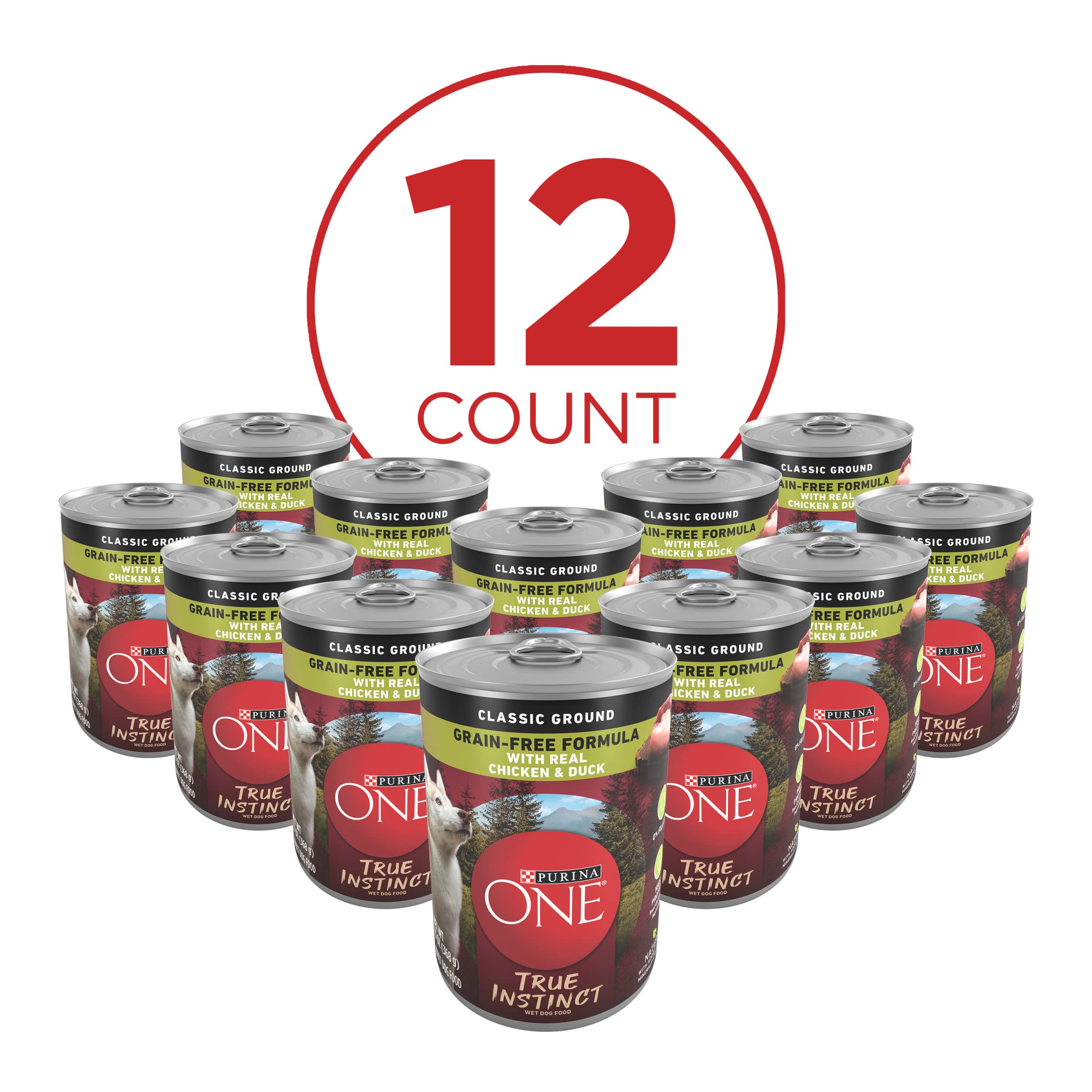 Purina One SmartBlend True Instinct Classic Ground Chicken and Duck Canned Dog Food - 13 Oz - Case of 12  