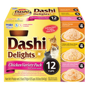 Inaba Dashi Delights Chicken Cheese and Salmon Wet Cat Food Trays - Variety Pack - 2.5 ...