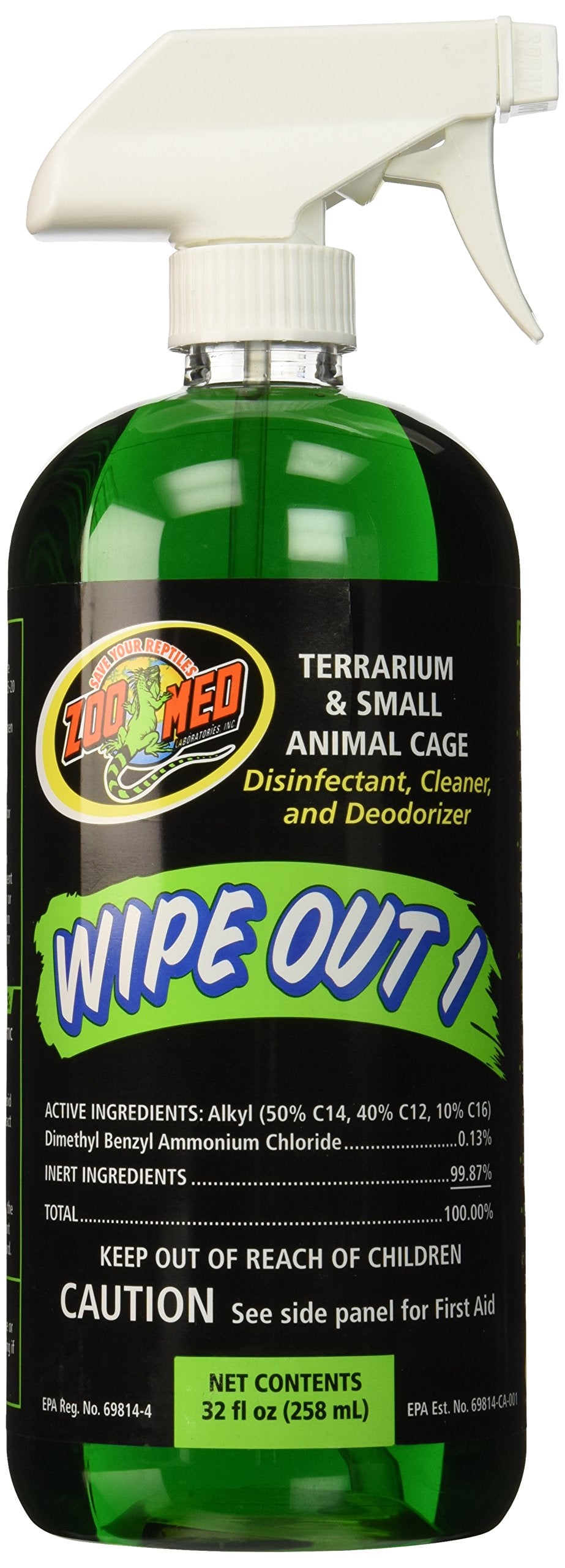 Zoo Med Laboratories Wipeout All-Natural Terrarium and Small Animal Disinfectant Cleaner and Deodorizer - 32 Oz  