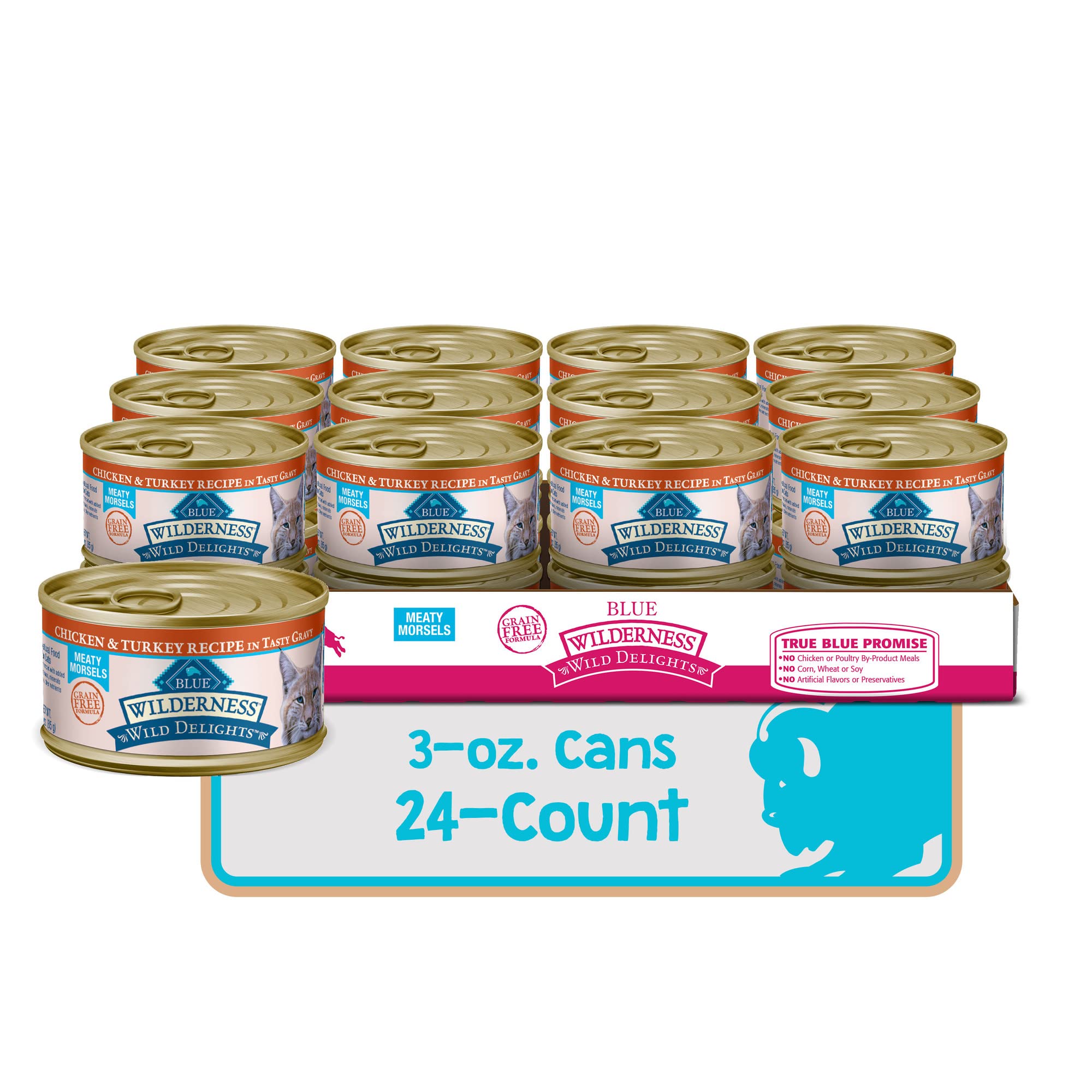 Blue Buffalo Wilderness Devine Delights Chicken and Turkey Canned Cat Food - 3 Oz - Case of 24  