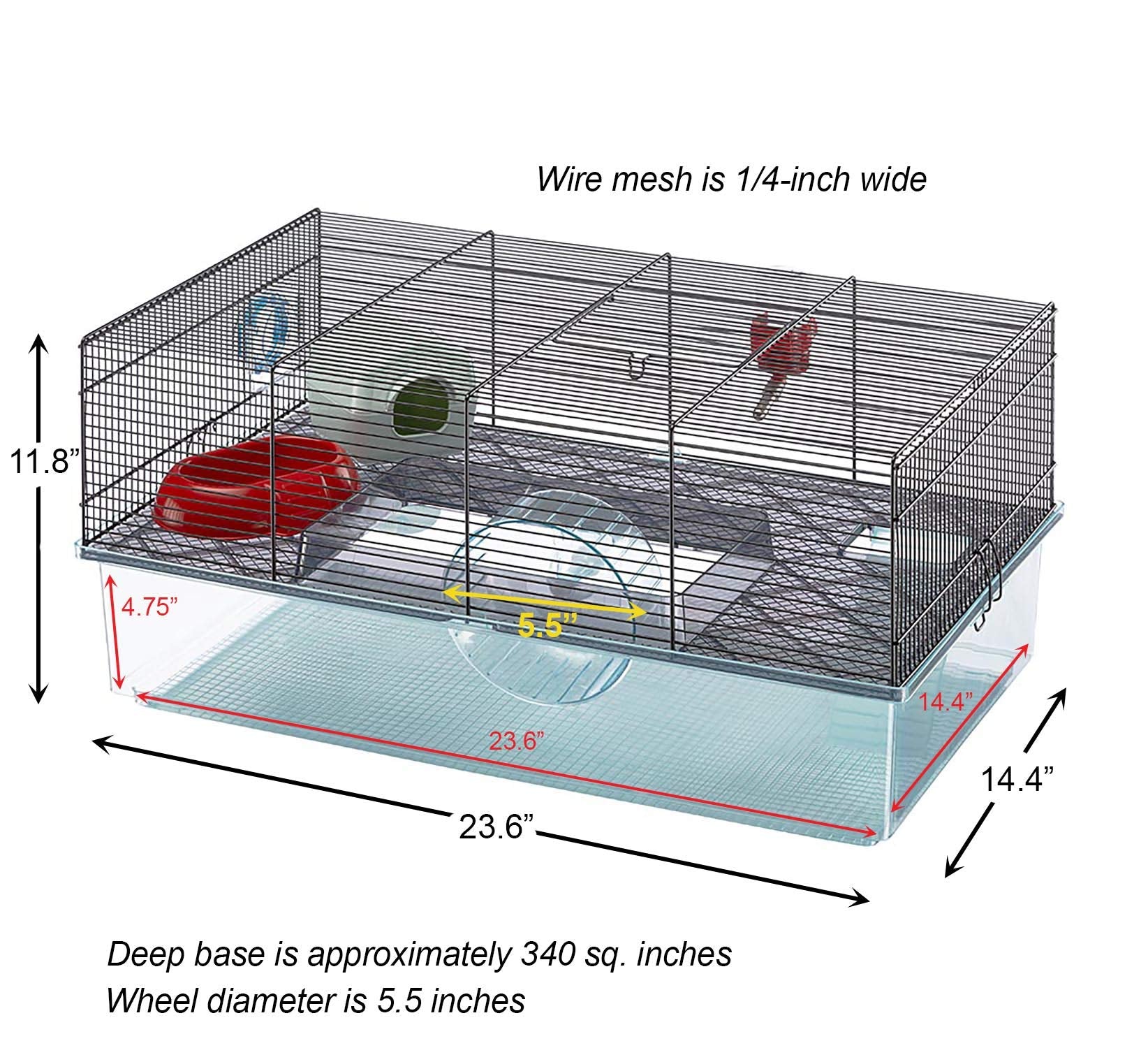 Ferplast Favola Multi-Level Hamster Cage with Bottle and Dish - Black - 23.6