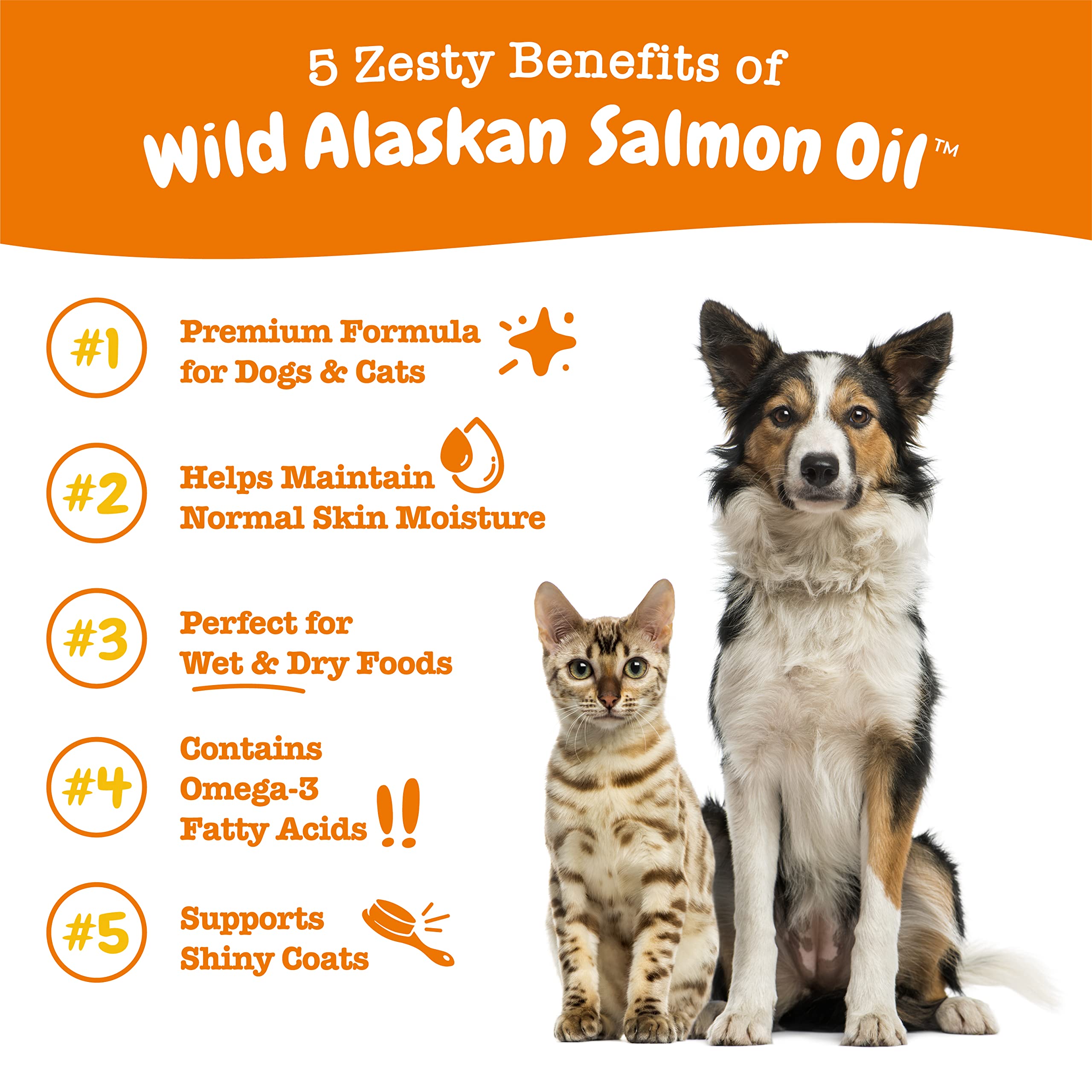 Zesty Paws Omega-3 Skin and Coat Wild Alaskan Salmon Oil Cat and Dog Liquid Supplement - 8 Oz  
