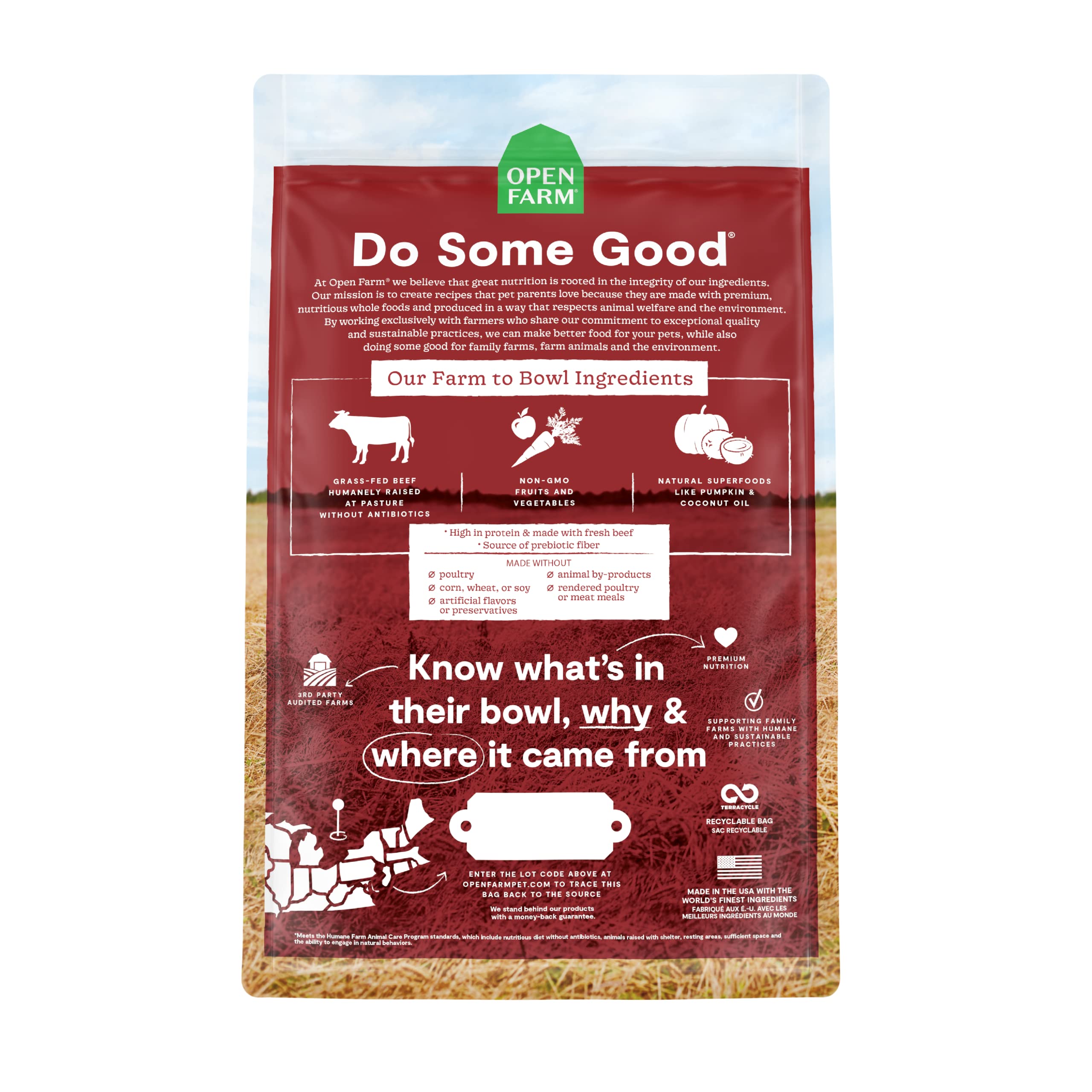 Open Farm Grain-Free Grass-Fed Beef Recipe Dry Dog Food - 4 Lbs  