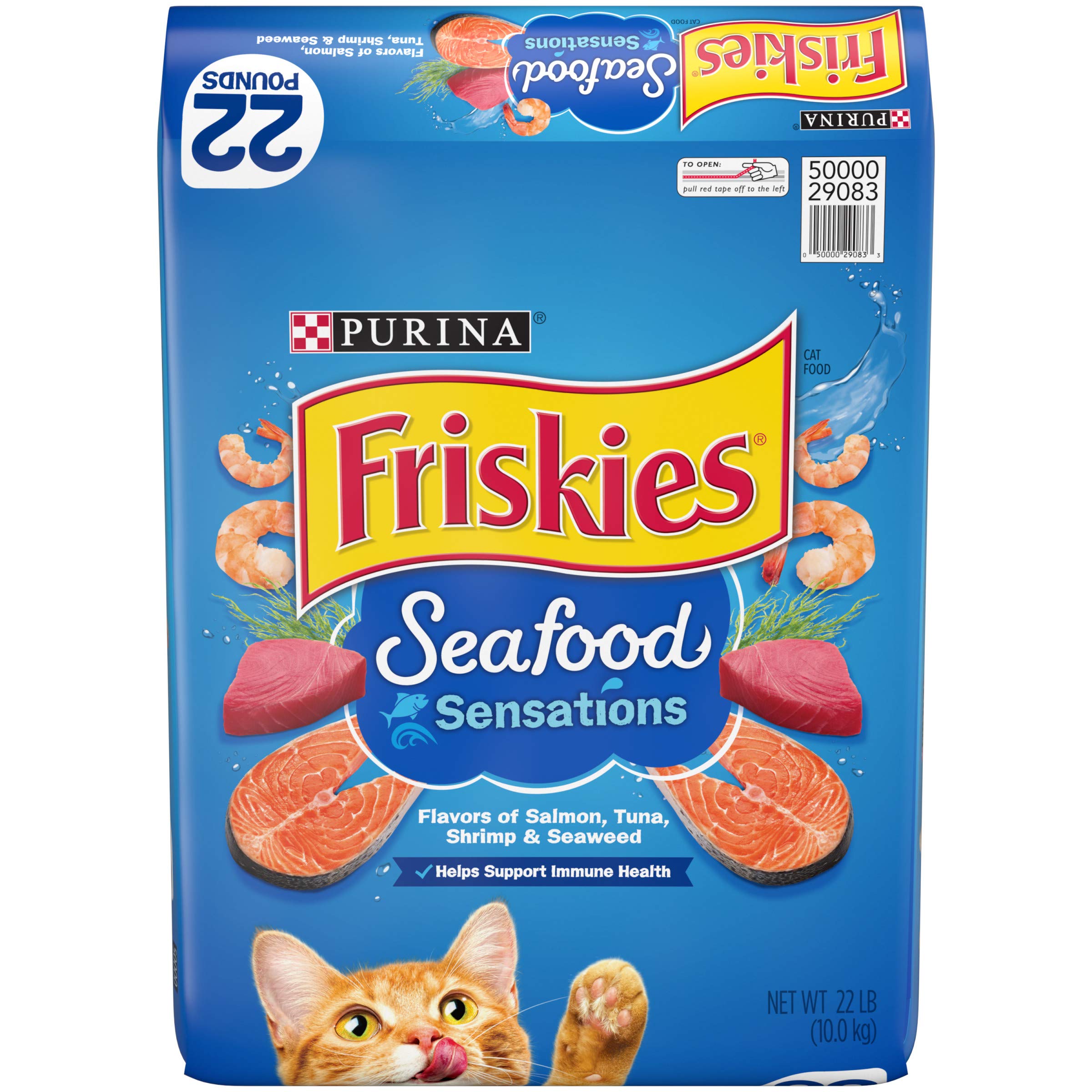 Purina Friskies Seafood Sensations Salmon Tuna Shrimp and Seaweed Adult Dry Cat Food - 30 Lbs  