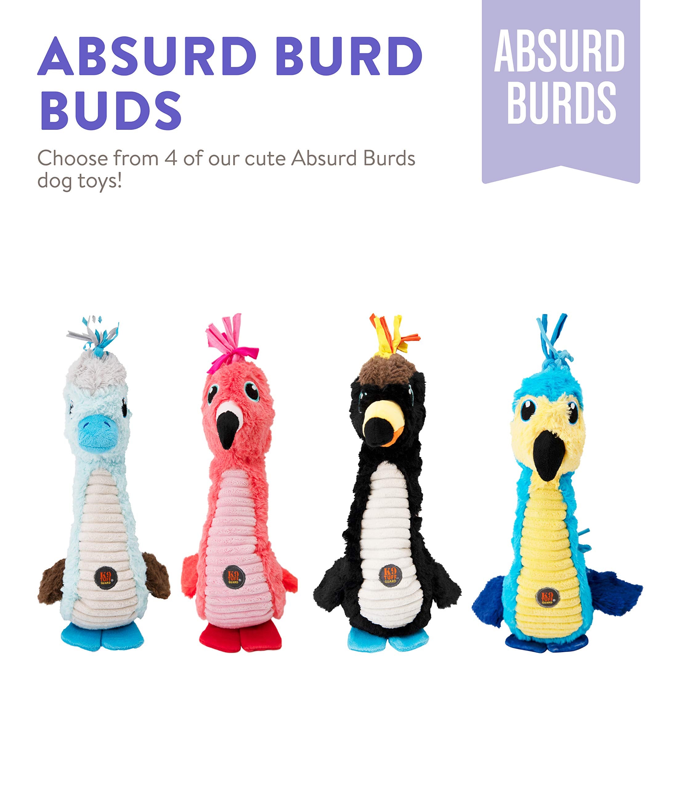 Outward Hound Absurd Burds Blue Footed Booby Durable Squeak and Plush Dog Toy  