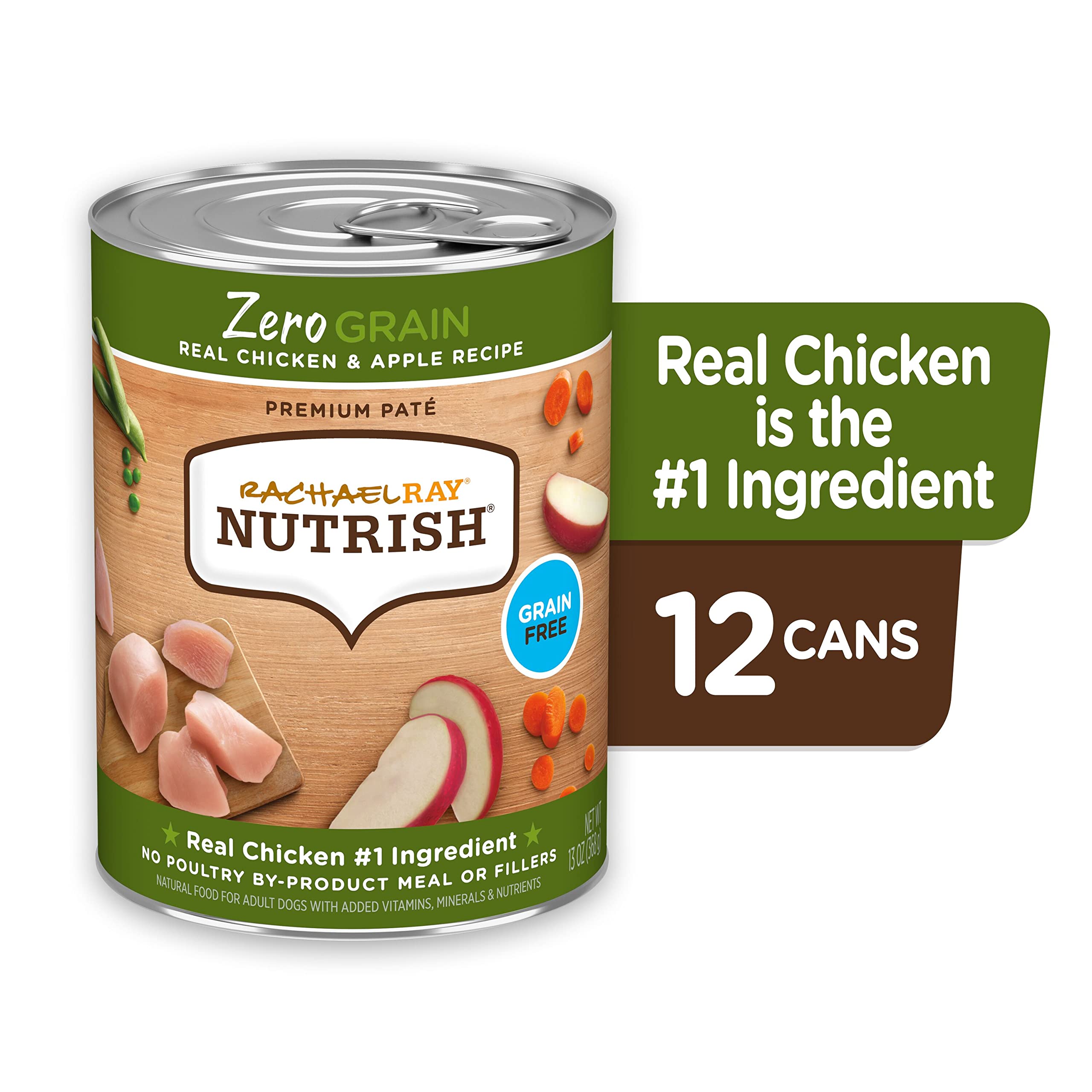 Rachael Ray Nutrish Zero Grain Chicken and Apple Pate Recipe Canned Dog Food - 13 Oz - Case of 12  