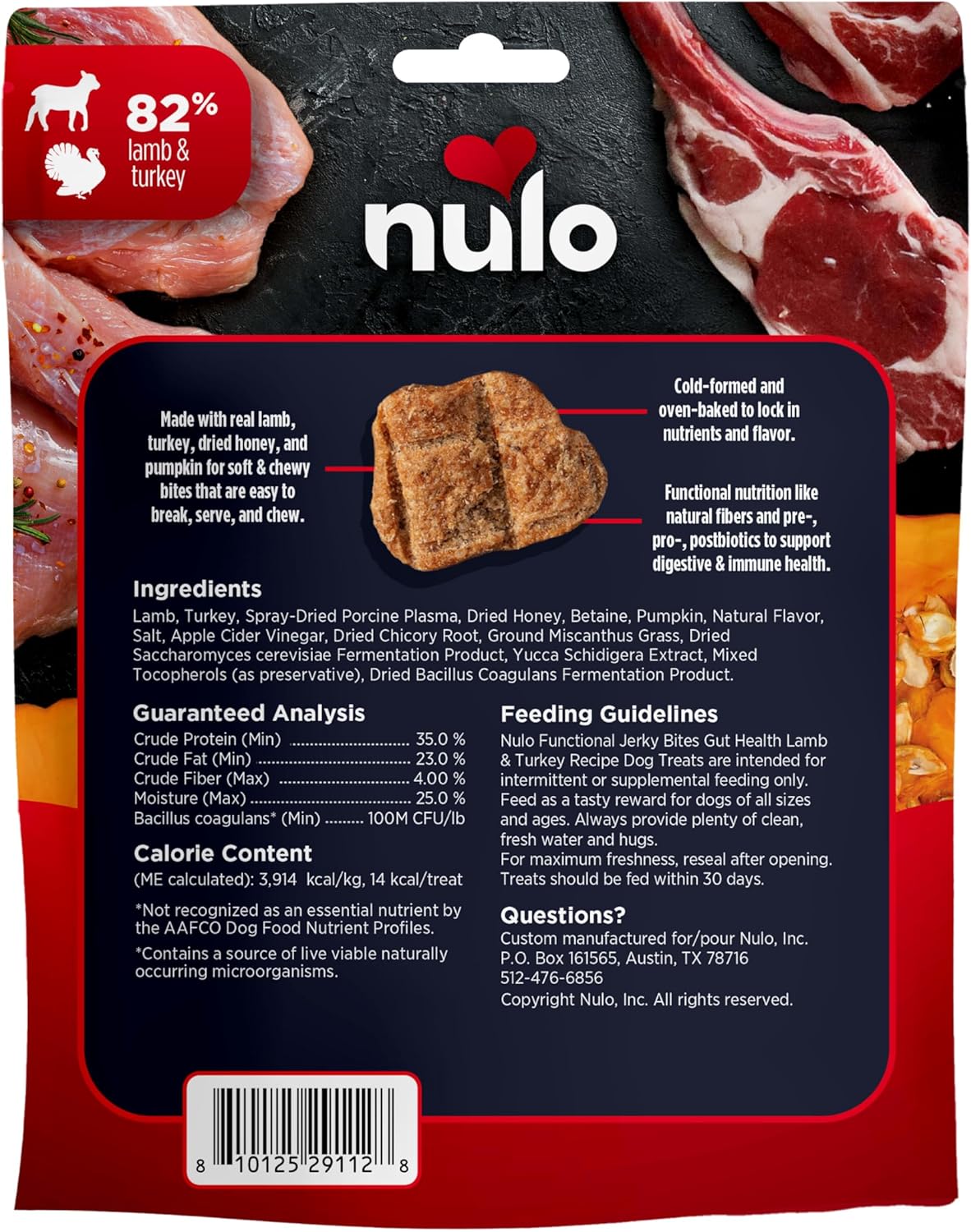 Nulo Funtional Jerky Bites Gut Health Lamb and Turkey Jerky Dog Treats - 5 Oz