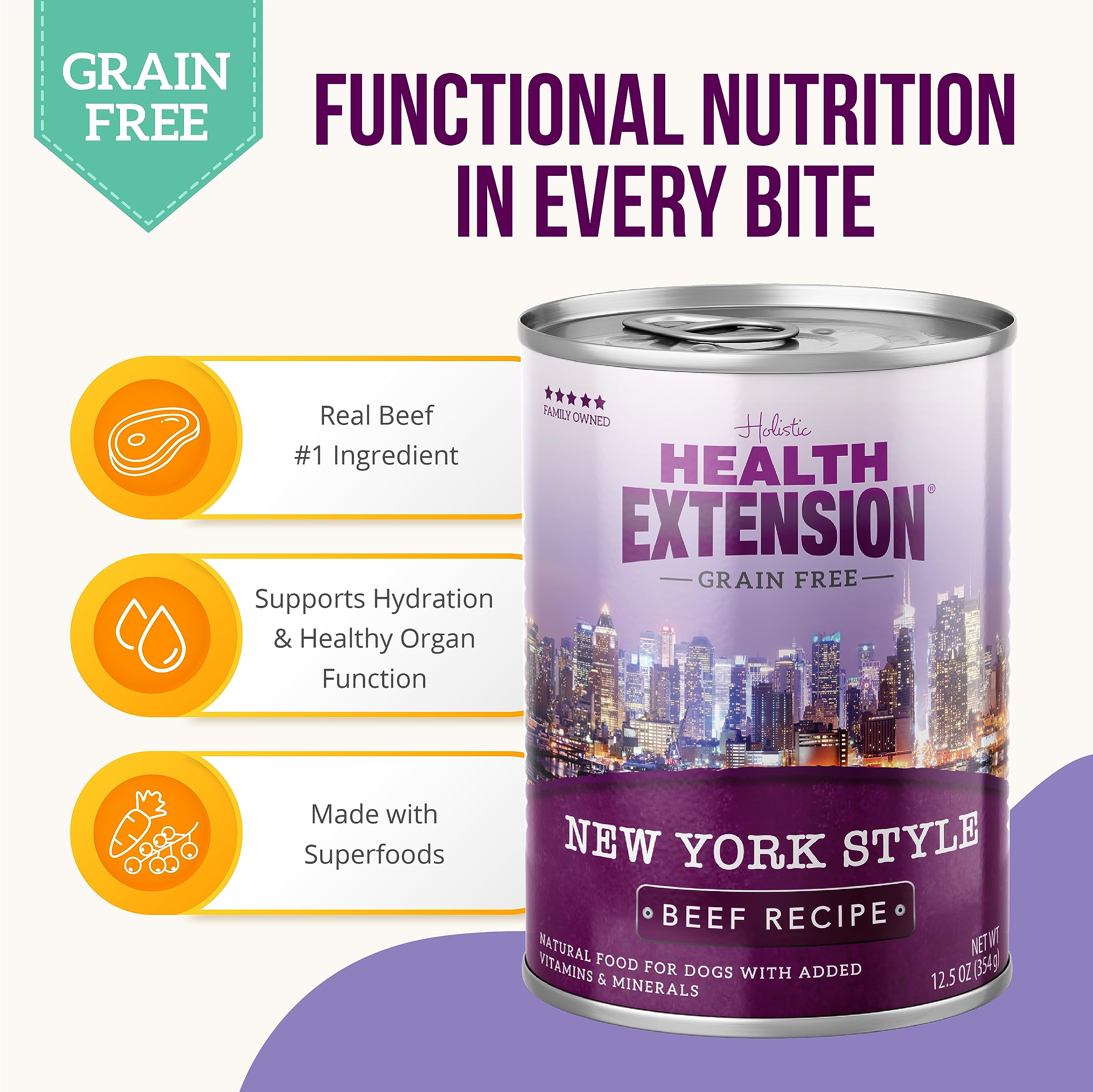 Health Extension Grain-Free NY Style Beef Canned Dog Food - 12.5 Oz - Case of 12  