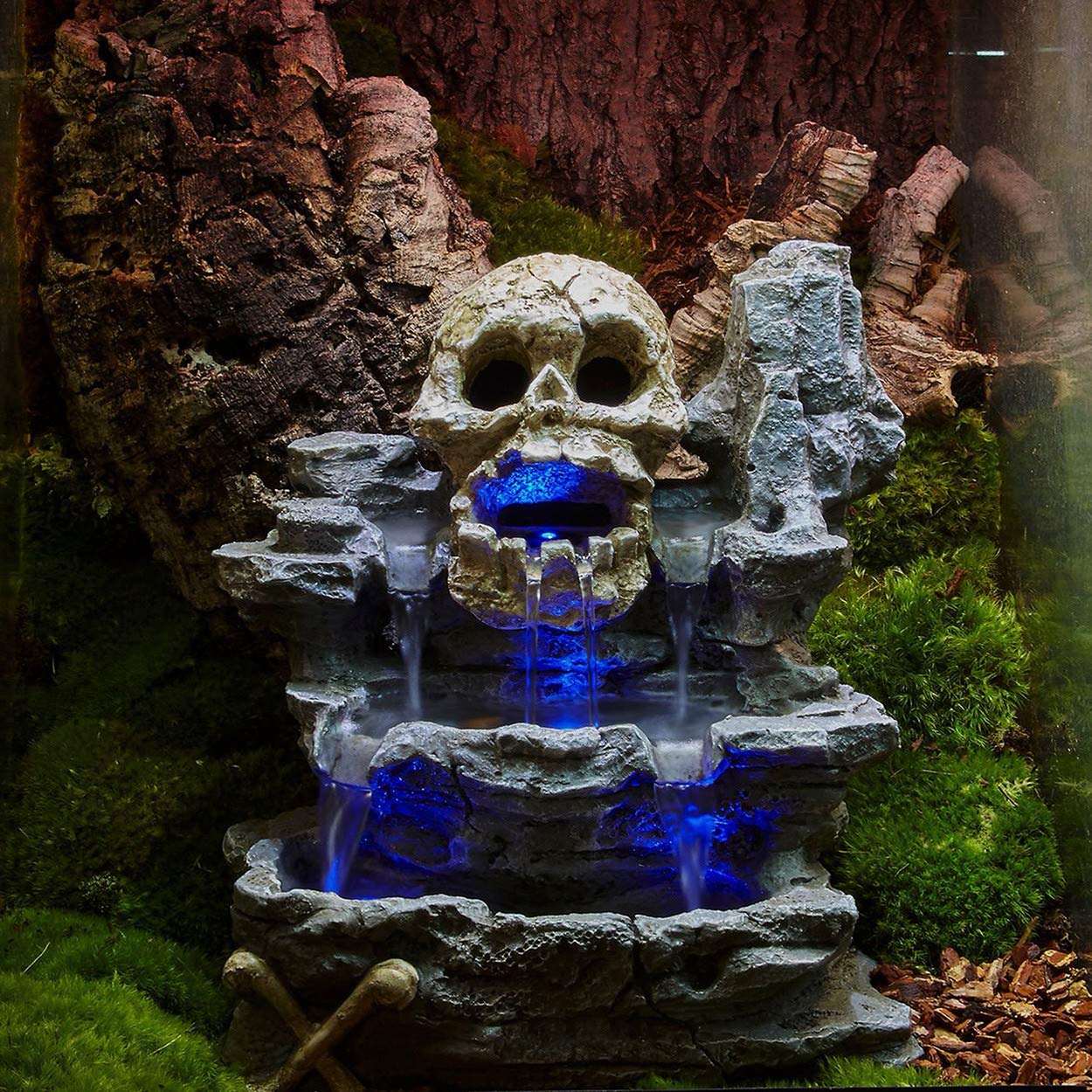 Zoo Med Laboratories ReptiRapid LED Skull Waterfall Kit Reptile Terrarium Décor - Medium  