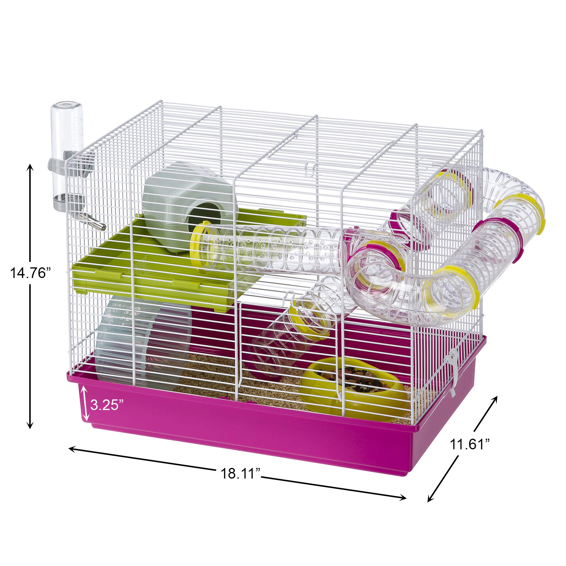 Ferplast Laura Fun and Interactive Hampster Cage with Accessories - Pink - 39" X 22" X 18" Inches  