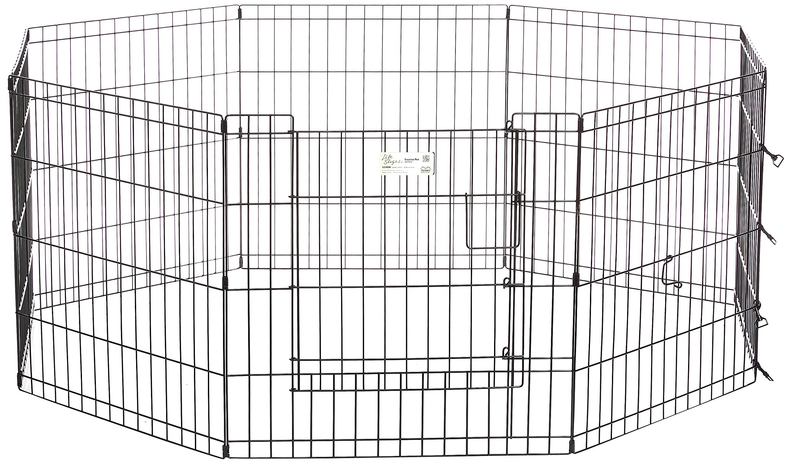 Midwest Contour Metal Exercise Pen for Dogs with Door - Black - 24" Height  