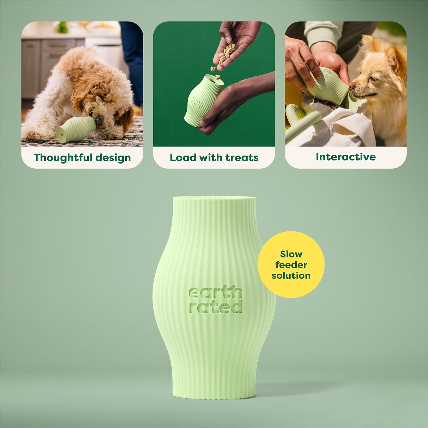 Earth Rated Natural Rubber Treat Dispensing Dog Toy - Green