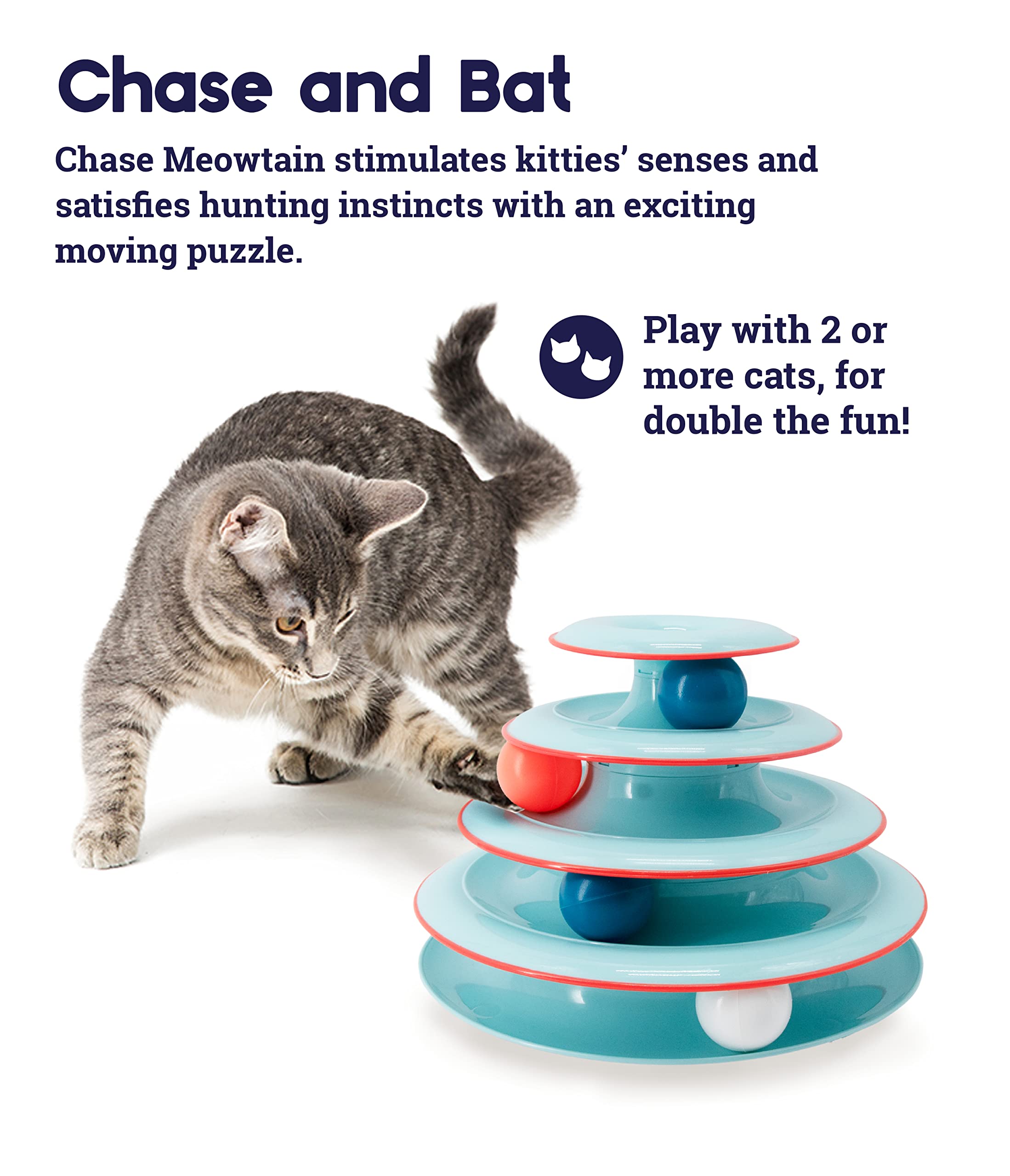 Petstages Chase Meowtain 4-Tiered Ball Roling Track Interactive Puzzle Cat Toy  