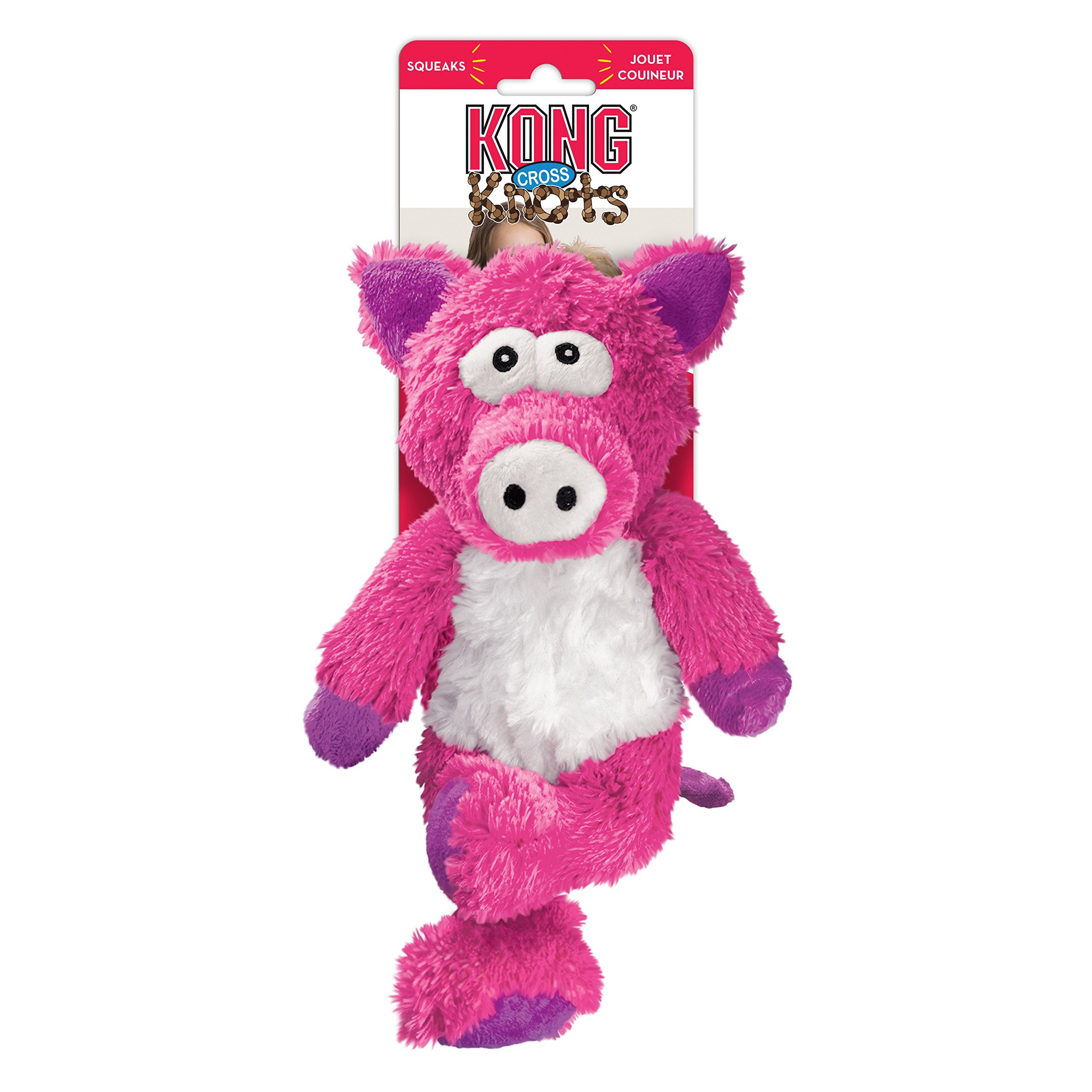 Kong Cross Knots Pig Plush and Squeak Internal Rope Dog Toy - Medium/Large  