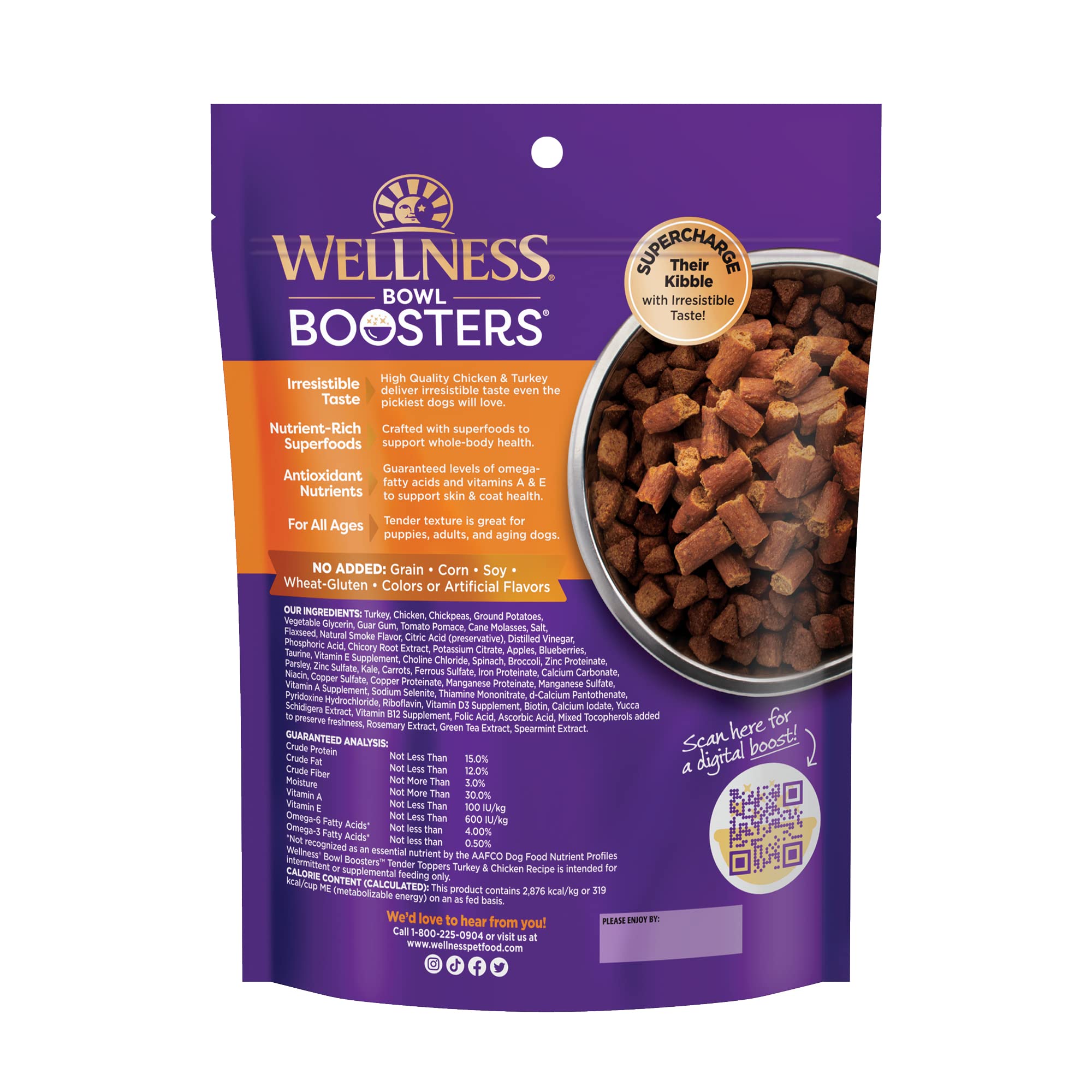 Wellness Core Bowl Boosters Grain-Free Tender Toppers Turkey and Chicken Dog Food Topper - 2 Lbs - Case of 4  