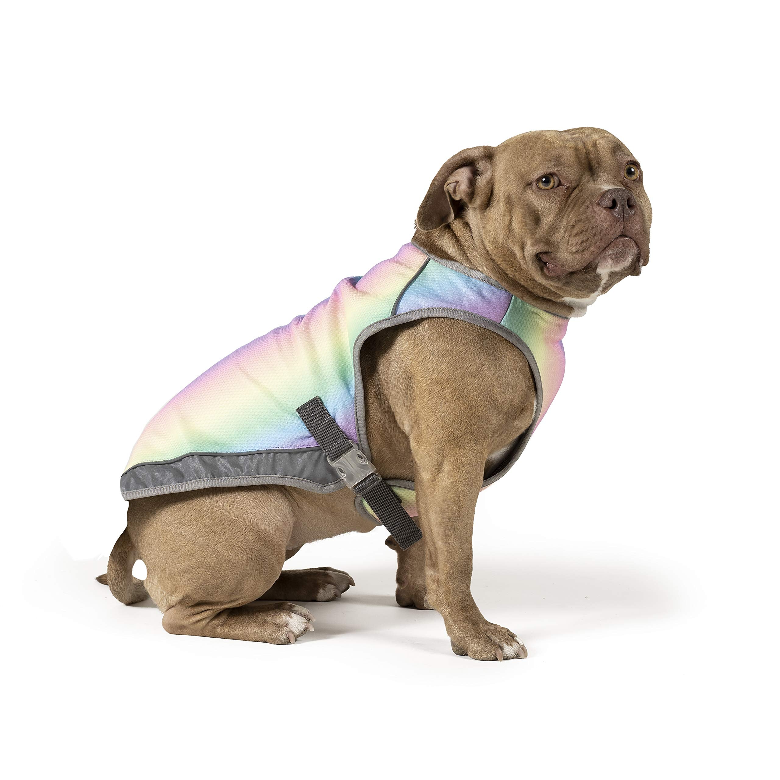 Canada Pooch Chill Seaker Cooling Dog Vest Rainbow 10 Inch Length