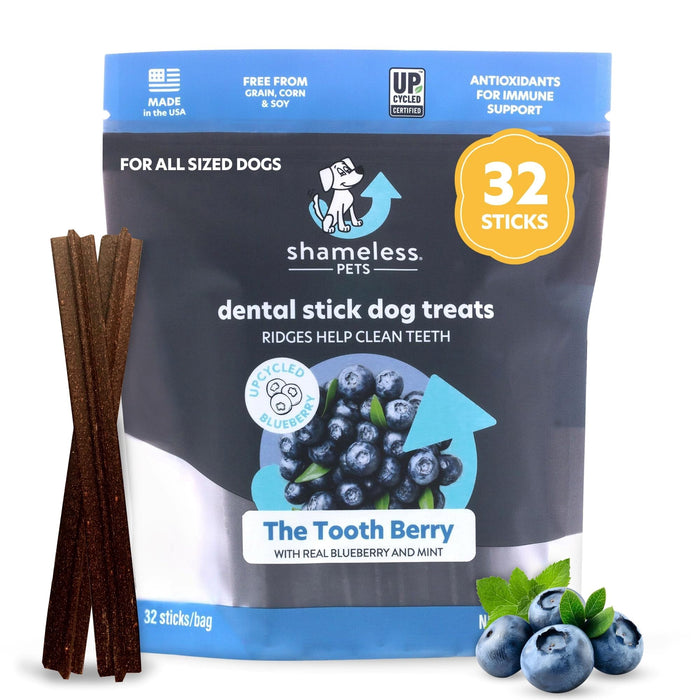 Shameless Pets The Tooth Berry Blueberry and Mint Flavored Sticks Dental Dog Treats - 7...