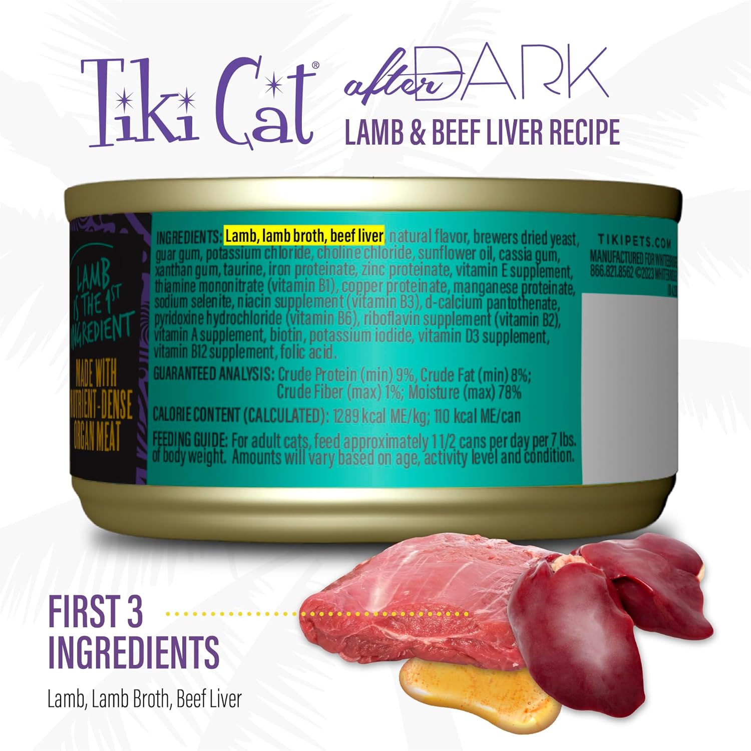 Tiki Cat After Dark Soft Pate Grain-Free Lamb and Beef Liver Adult Canned Cat Food