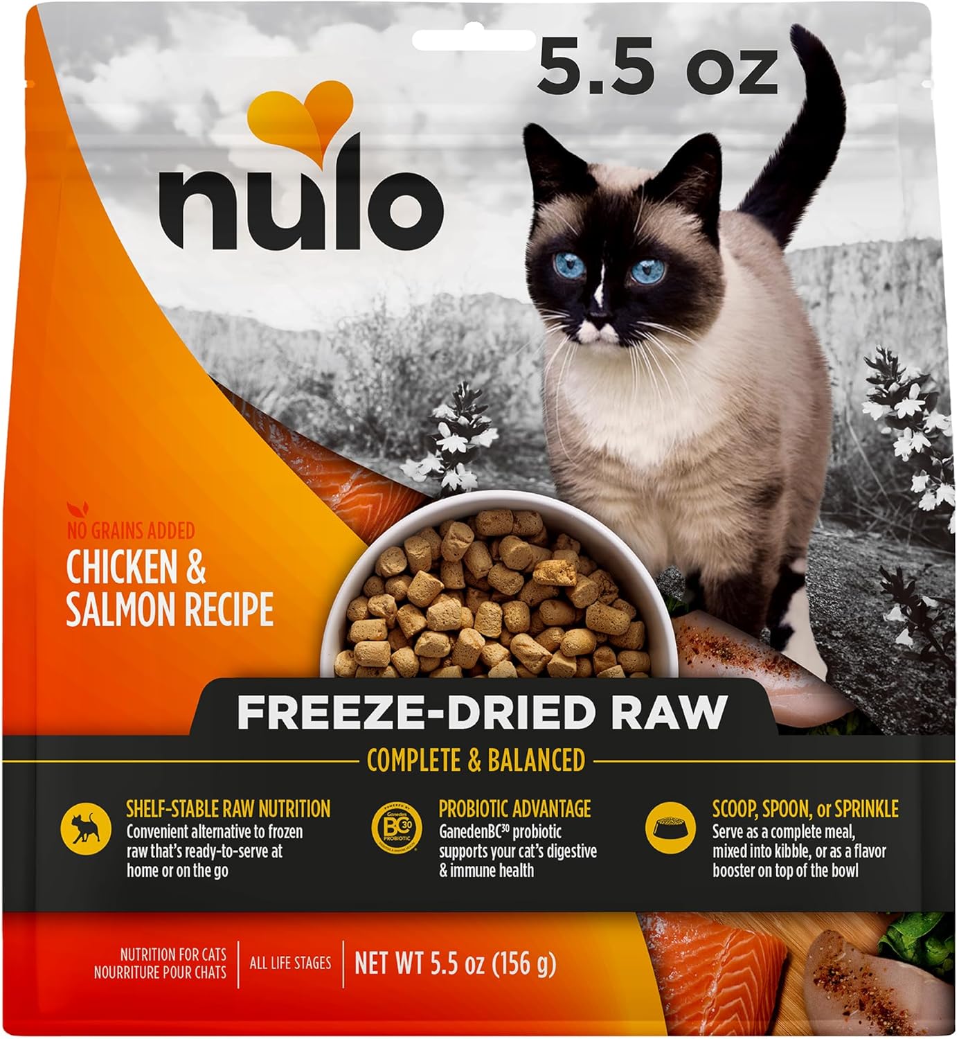 Nulo Grain-Free Freeze-Dried Raw Chicken and Salmon Complete and Balanced Dry Cat Food - 5.5 Oz Default Title