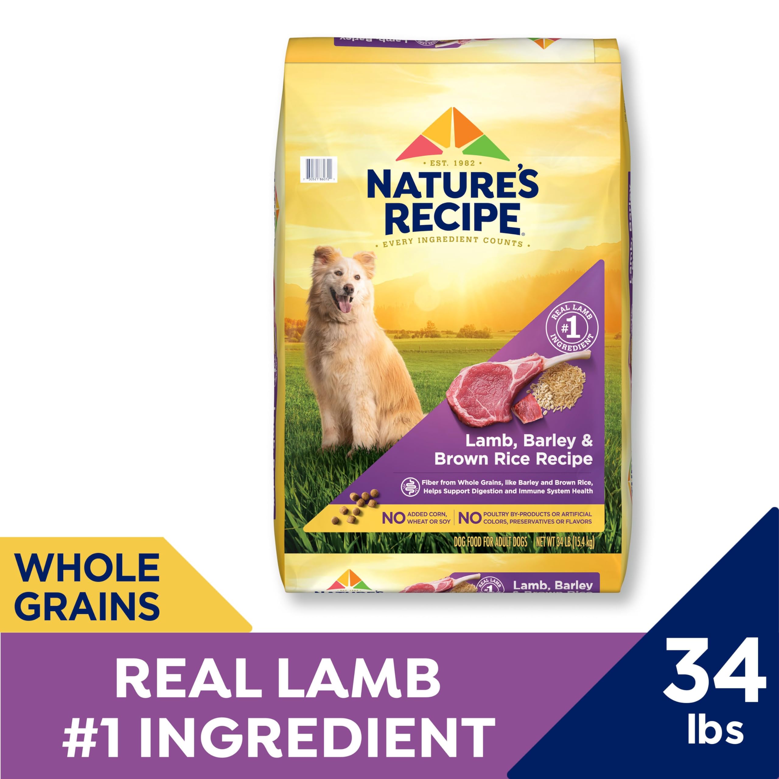 Nature's Recipe Lamb Barley and Brown Rice Recipe Adult Dry Dog Food - 4 Lbs - Case of 4  