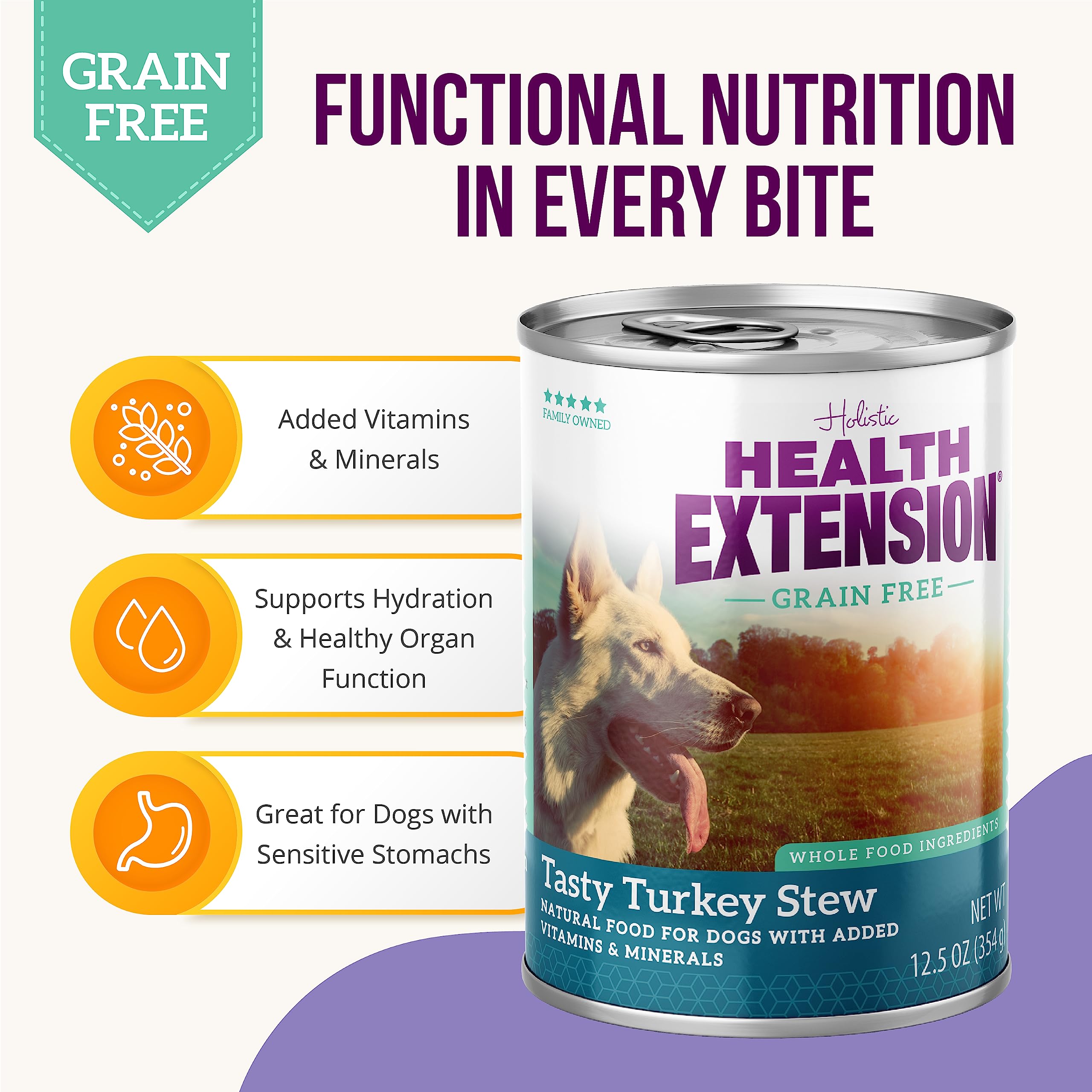 Health Extension Grain-Free Turkey Stew Puppies and Dogs Canned Dog Food - 13.2 Oz - Case of 12  